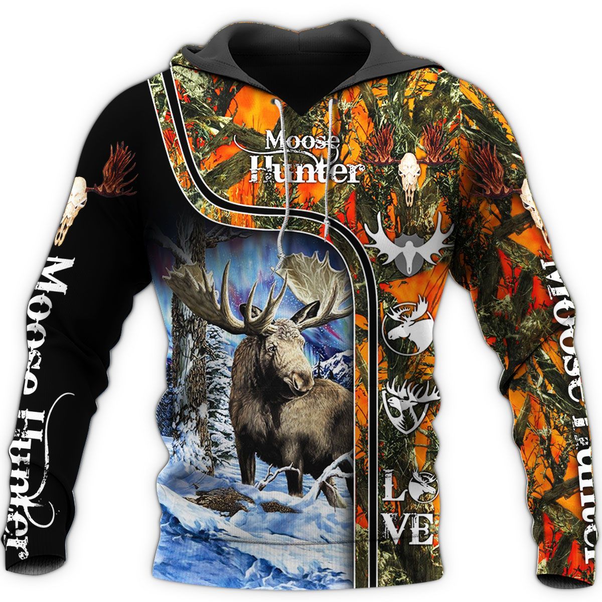 335THHHT-Moose Hunting Camo 3D All Over Printed Shirts