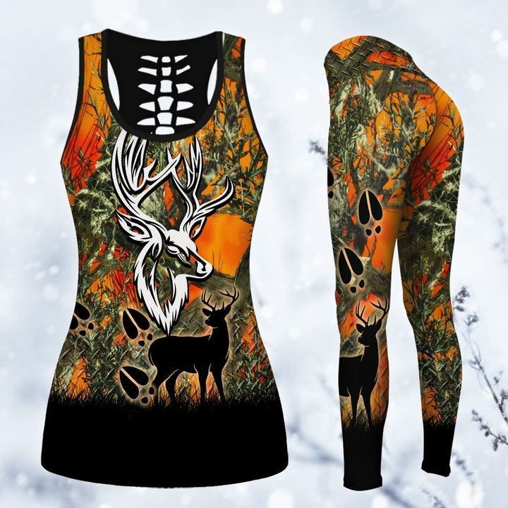 120THHHT-Deer Hunting Orange Camo Combo LEGGING TANKTOP