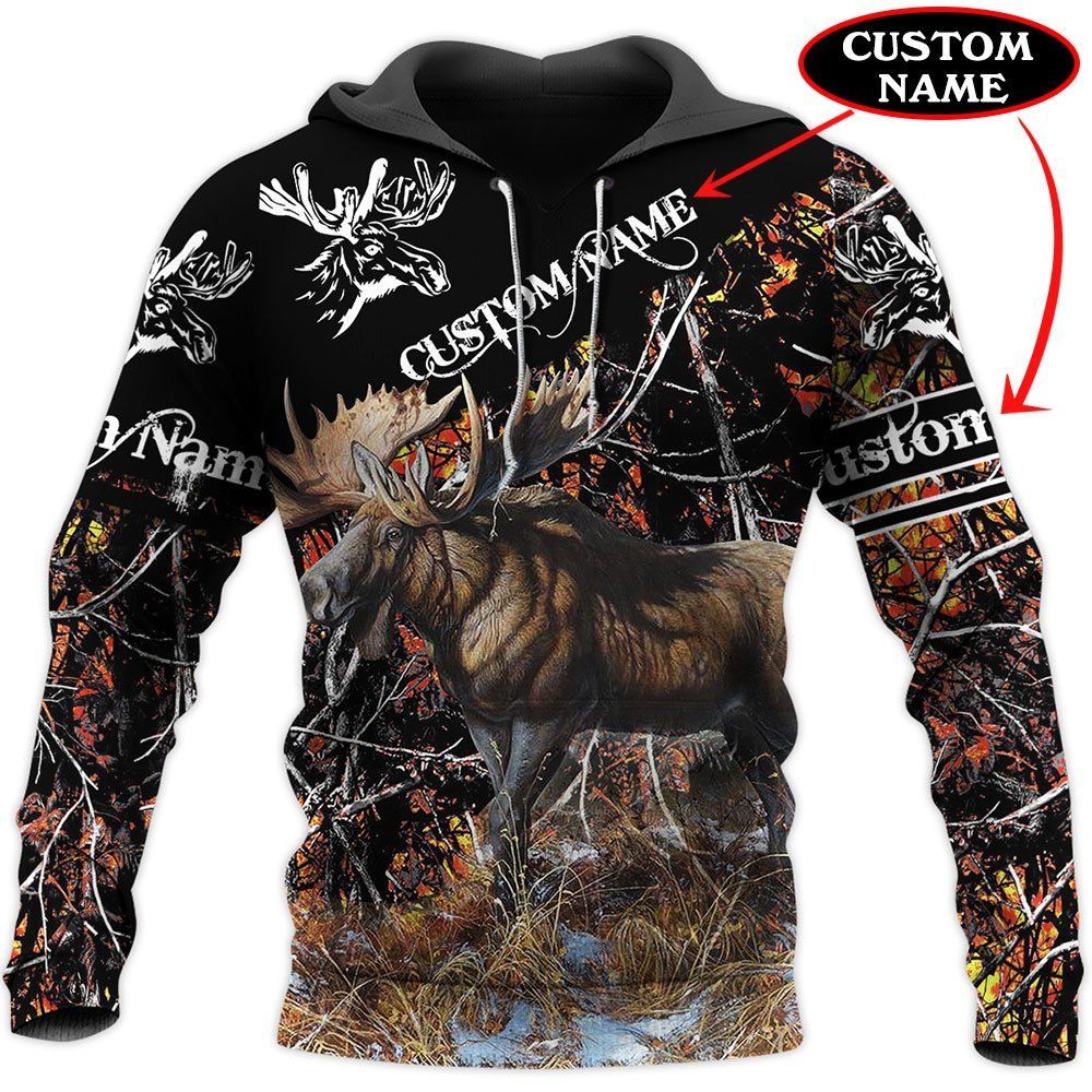 257THHHT-MOOSE HUNTING CUSTOM NAME 3D ALL OVER PRINT