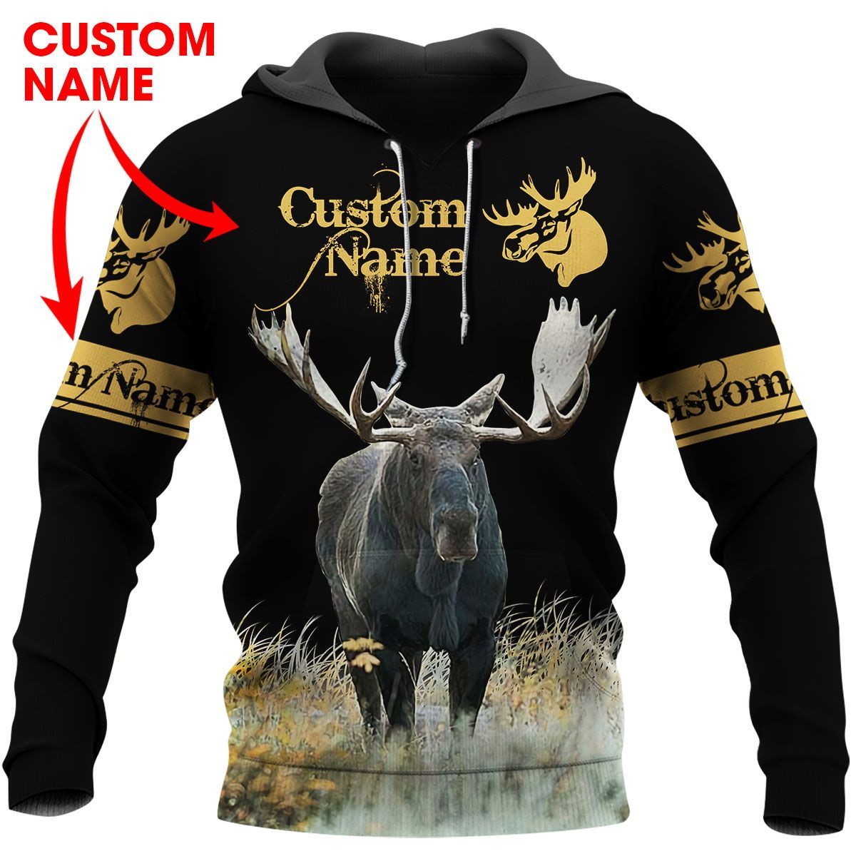 260THHHT-MOOSE HUNTING CUSTOM NAME 3D ALL OVER PRINT