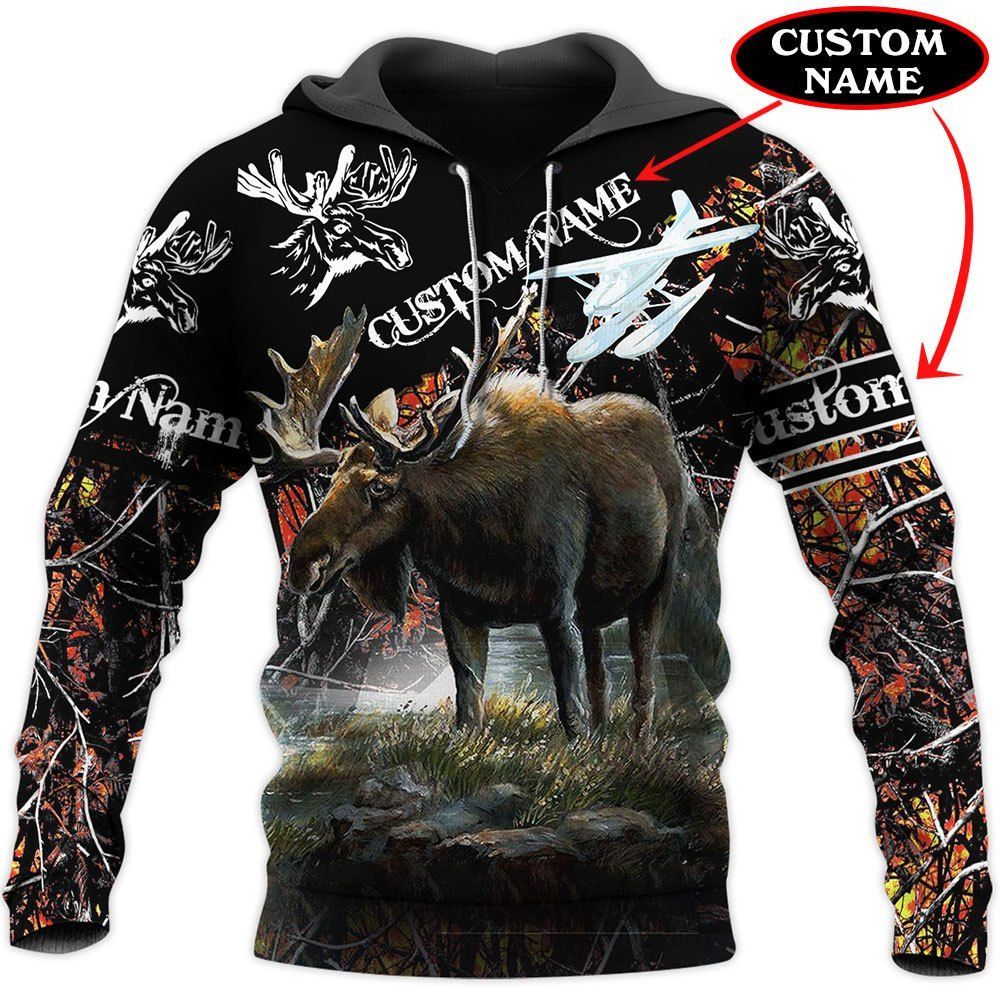 259THHHT-MOOSE HUNTING CUSTOM NAME 3D ALL OVER PRINT