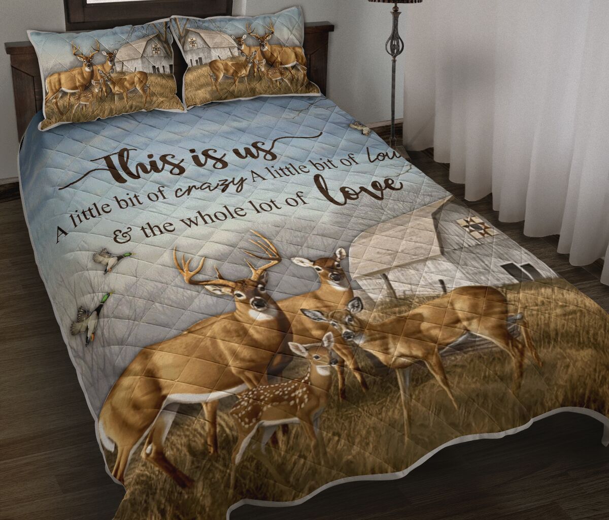 161THHHT-DEER HUNTING THIS IS US QUILT BED SET