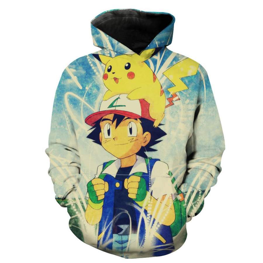 Ash and Pikachu Hoodie – Pokemon Clothing