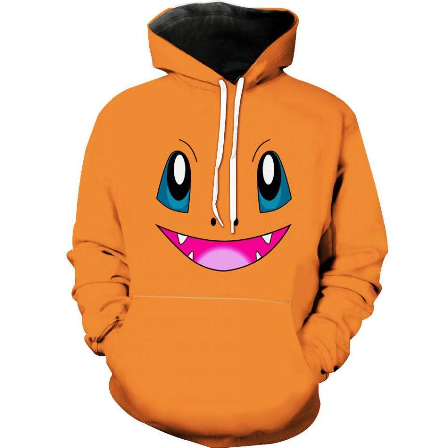 Charmander Face Hoodie – Pokemon Orange 3D Hoodie