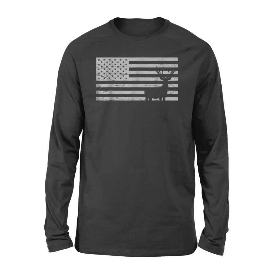 Deer Hunting And America Flag T Shirt Hunting Lover Gift – Standard Long Sleeve