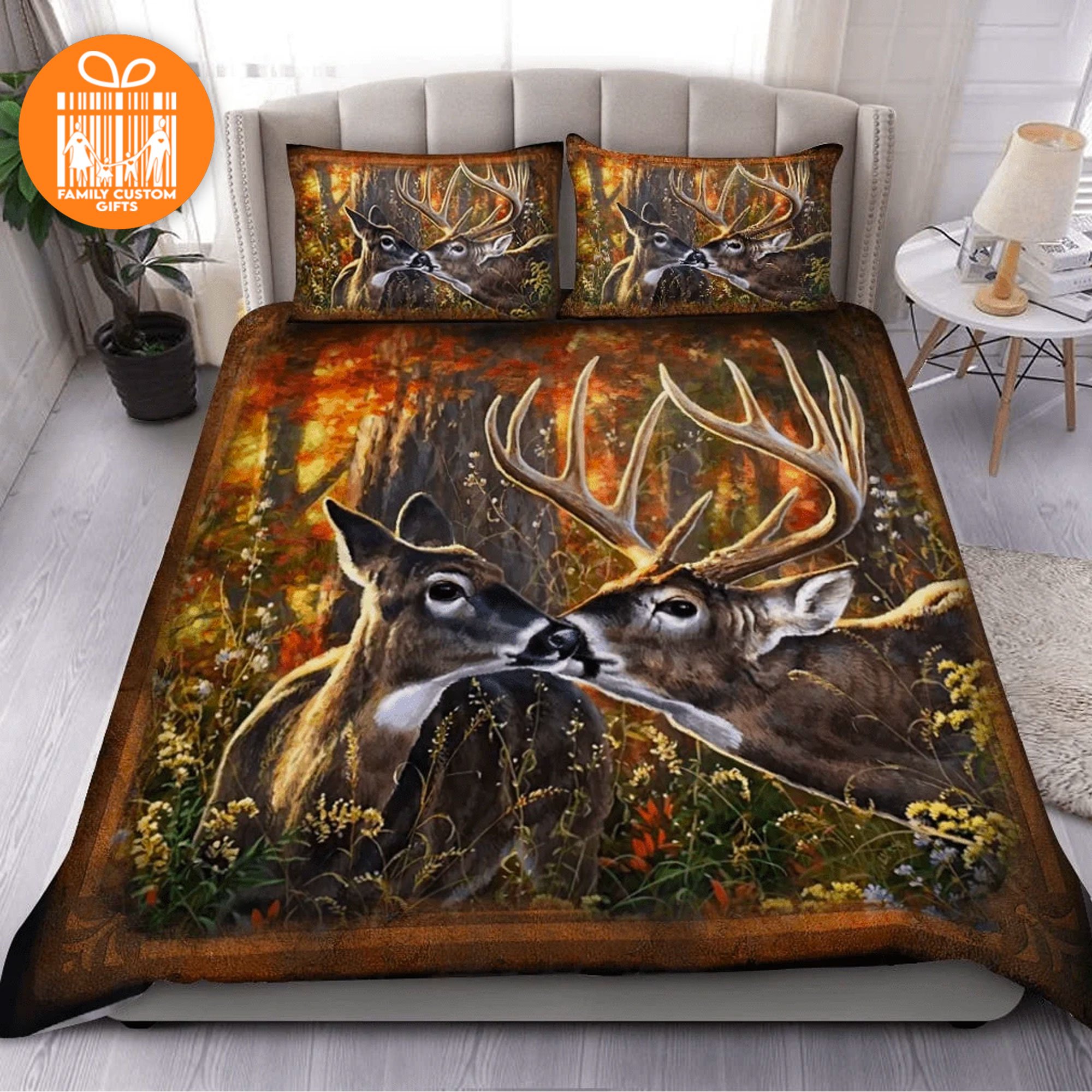 Custom Quilt Sets For Adult Deer Hunting Couple Personalized Quilt Bedding For Couple