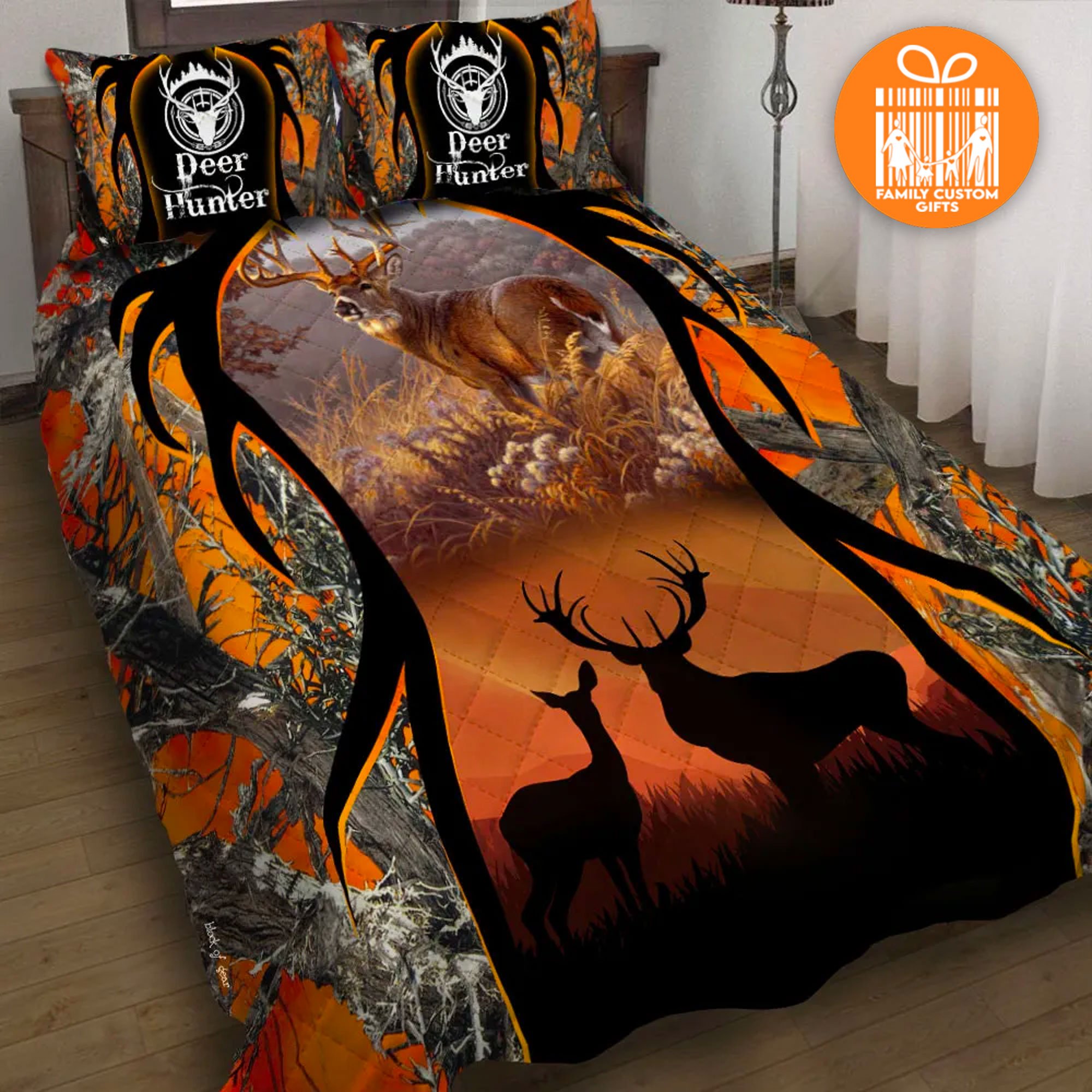 Custom Quilt Sets Deer Hunter Hunting Quilt Bedding Gift For Men Women