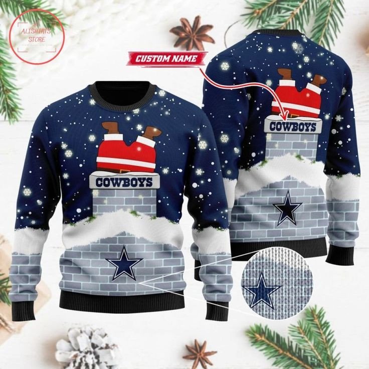 Custom Name Dallas Cowboys Santa Claus Ugly Christmas Sweater 2021