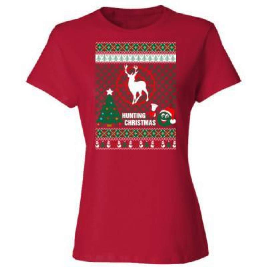 AGR Hunting Christmas Ugly Sweater Xmas – Ladies’ Cotton T-Shirt