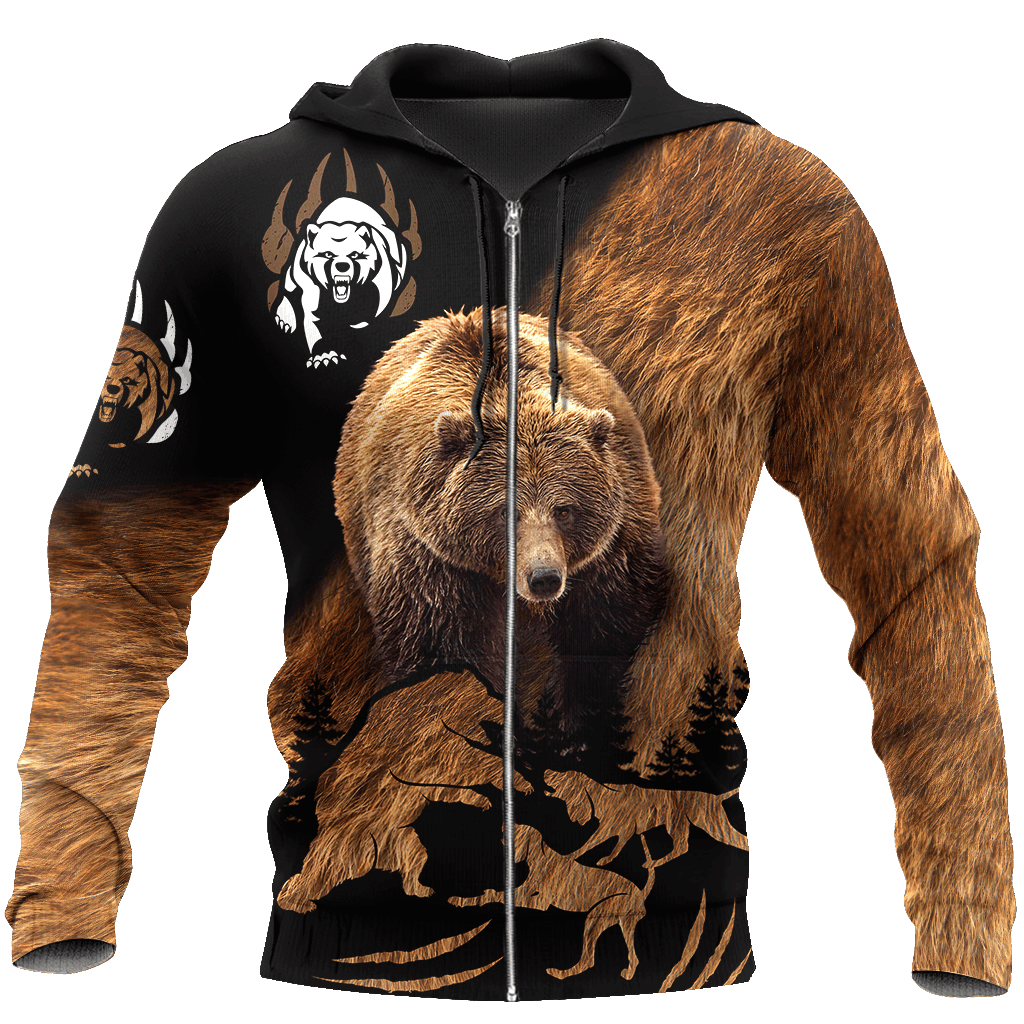 GGP20062409928 Hunter Hunting Lovers Bear Hunting Camo Zip Up Hoodies