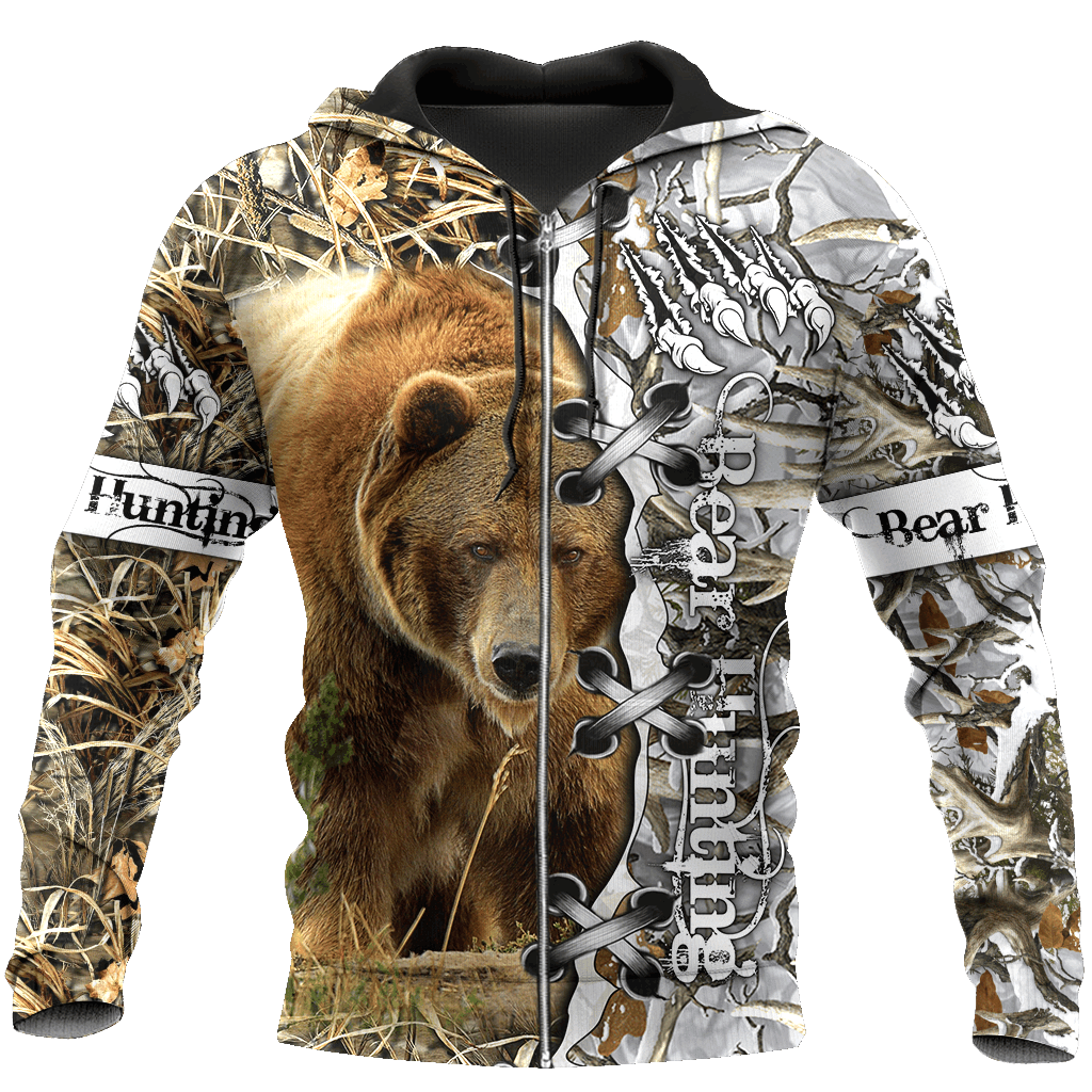 GGP20062409930 Hunter Hunting Lovers Bear Hunting Camo Zip Up Hoodies