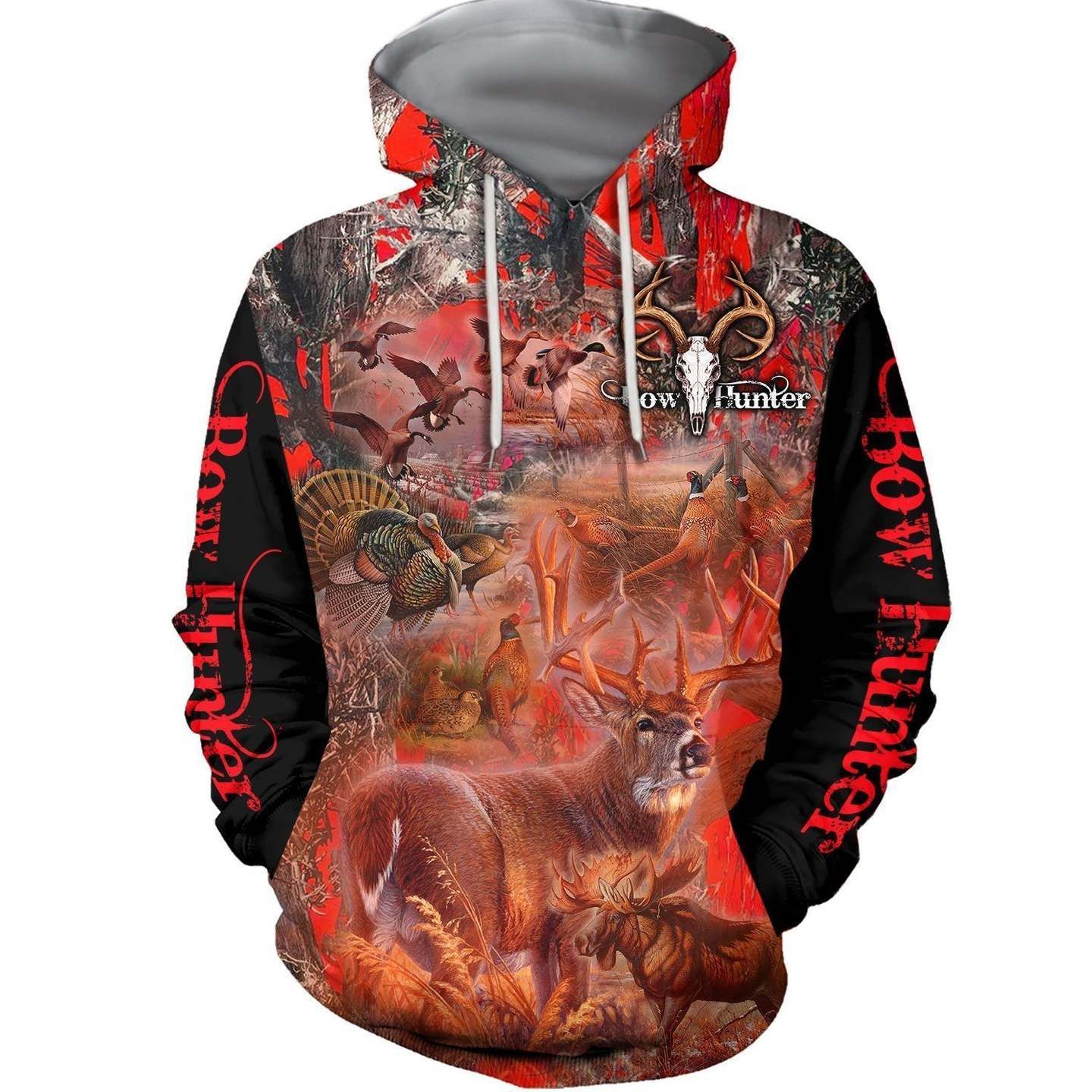 GGP20062401689 Hunter Hunting Lovers 3D All Over Printed Beautiful Red Camo Hunting Hoodie