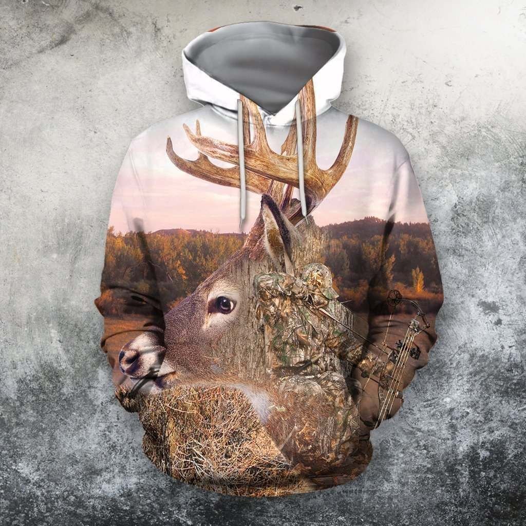 GGP20062400774 Hunter Hunting Lovers 3D All Over Print Camo Deer Hunter Hoodie