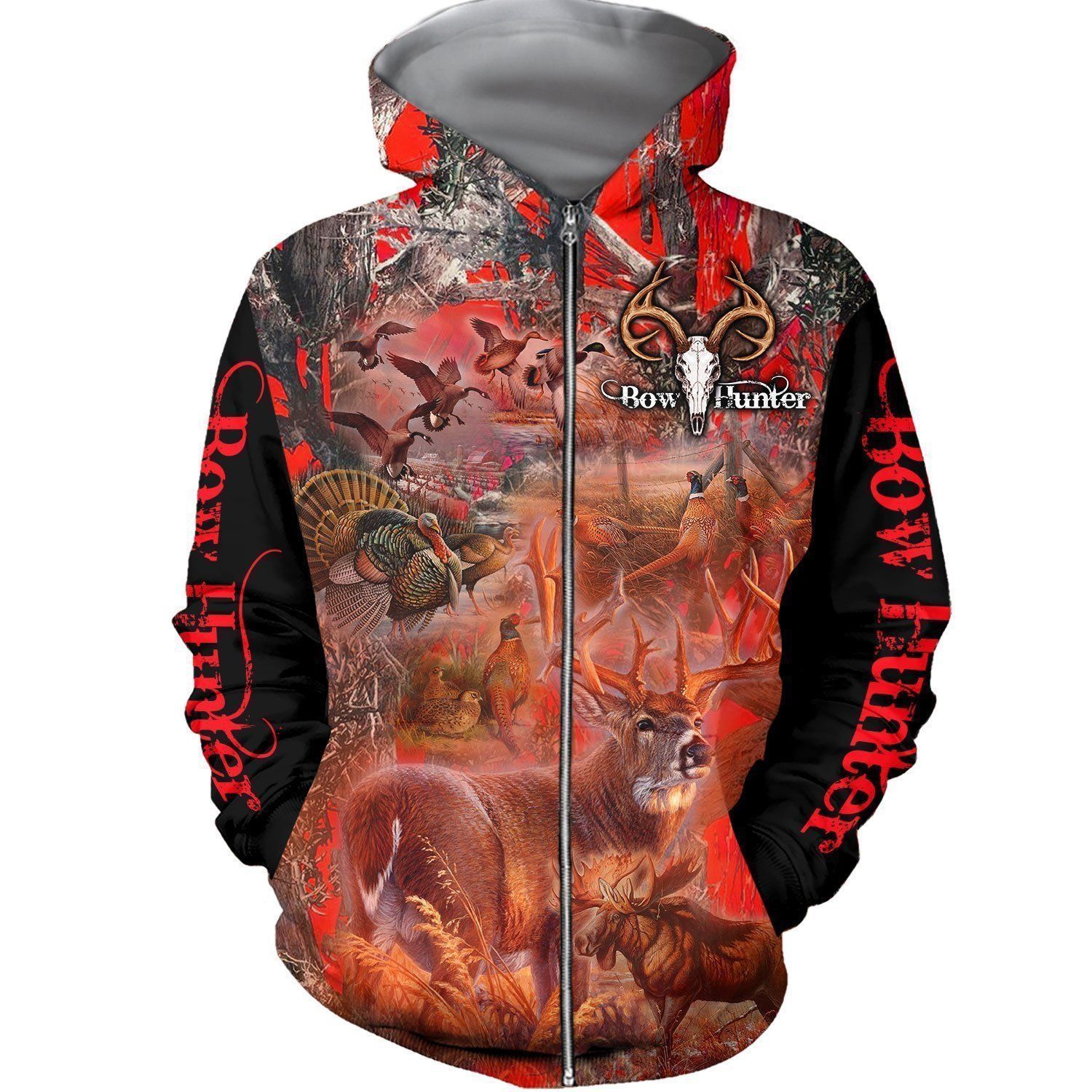 GGP20062401690 Hunter Hunting Lovers 3D All Over Printed Beautiful Red Camo Hunting Hoodie