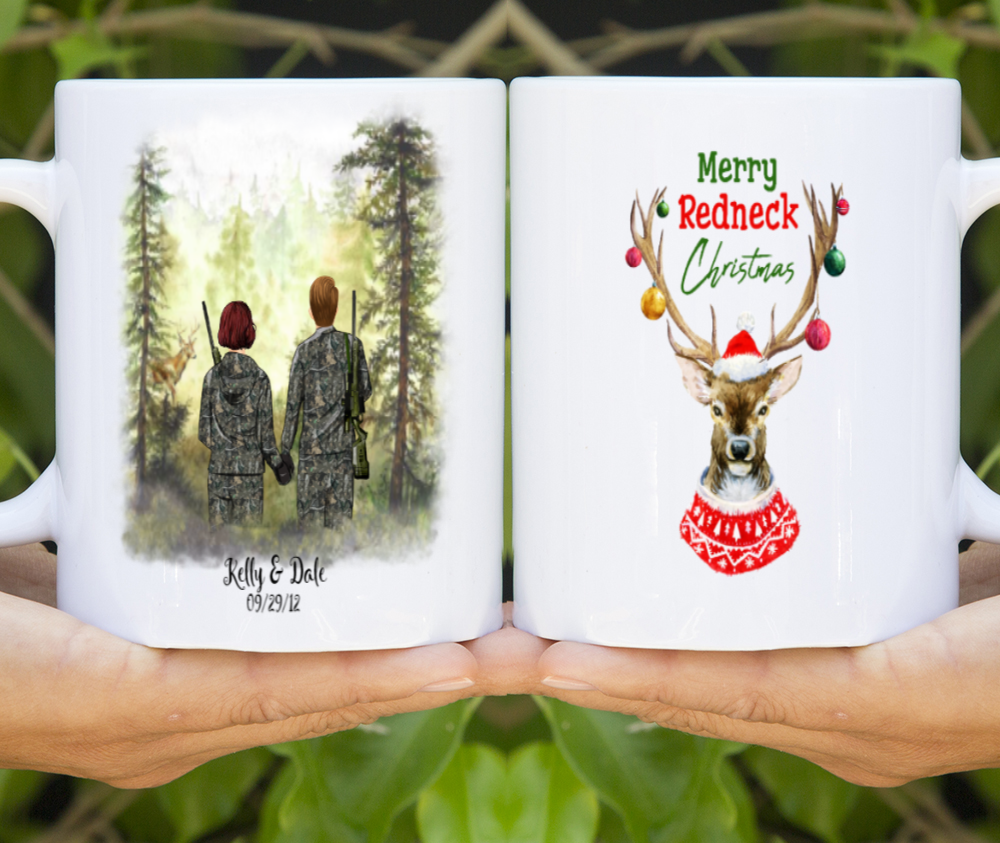 Deer Hunting Camo Couple Custom Mug Customized Hair Skin Name Quotes Mug, Personalized Gift 201017002ADS