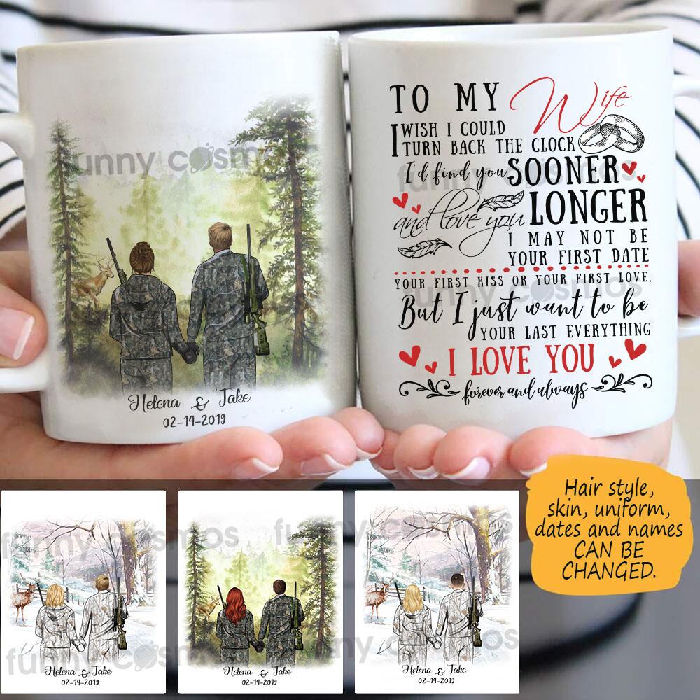 191224301ADS001 Deer Hunting camo couple mug customized hair skin mug, personalized Valentine’s Day gift