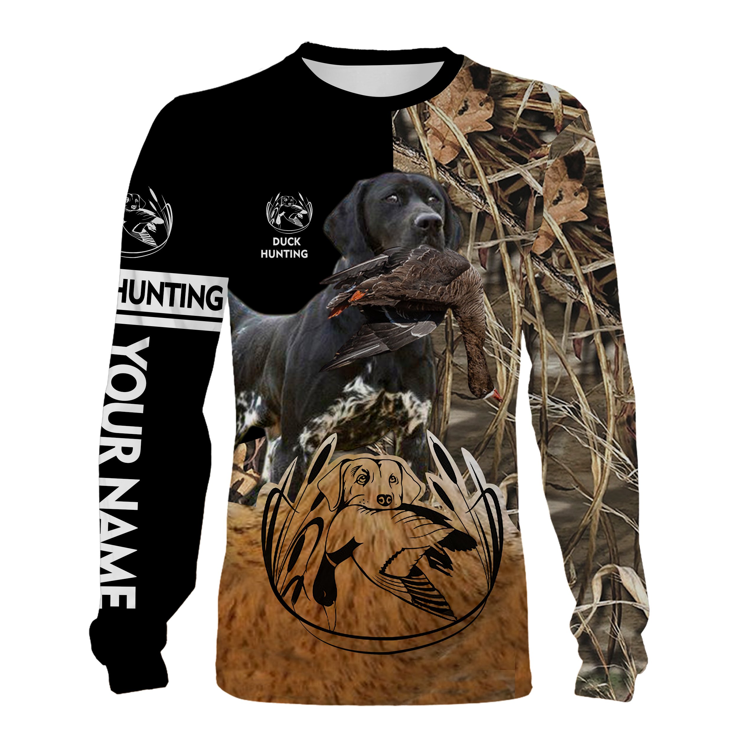 Duck Hunting With Dog Black GSP Custom Name 3D Full Printing Shirts Hoodie Personalized Hunting Gifts For Duck Hunters Chipteeamz FSD2025