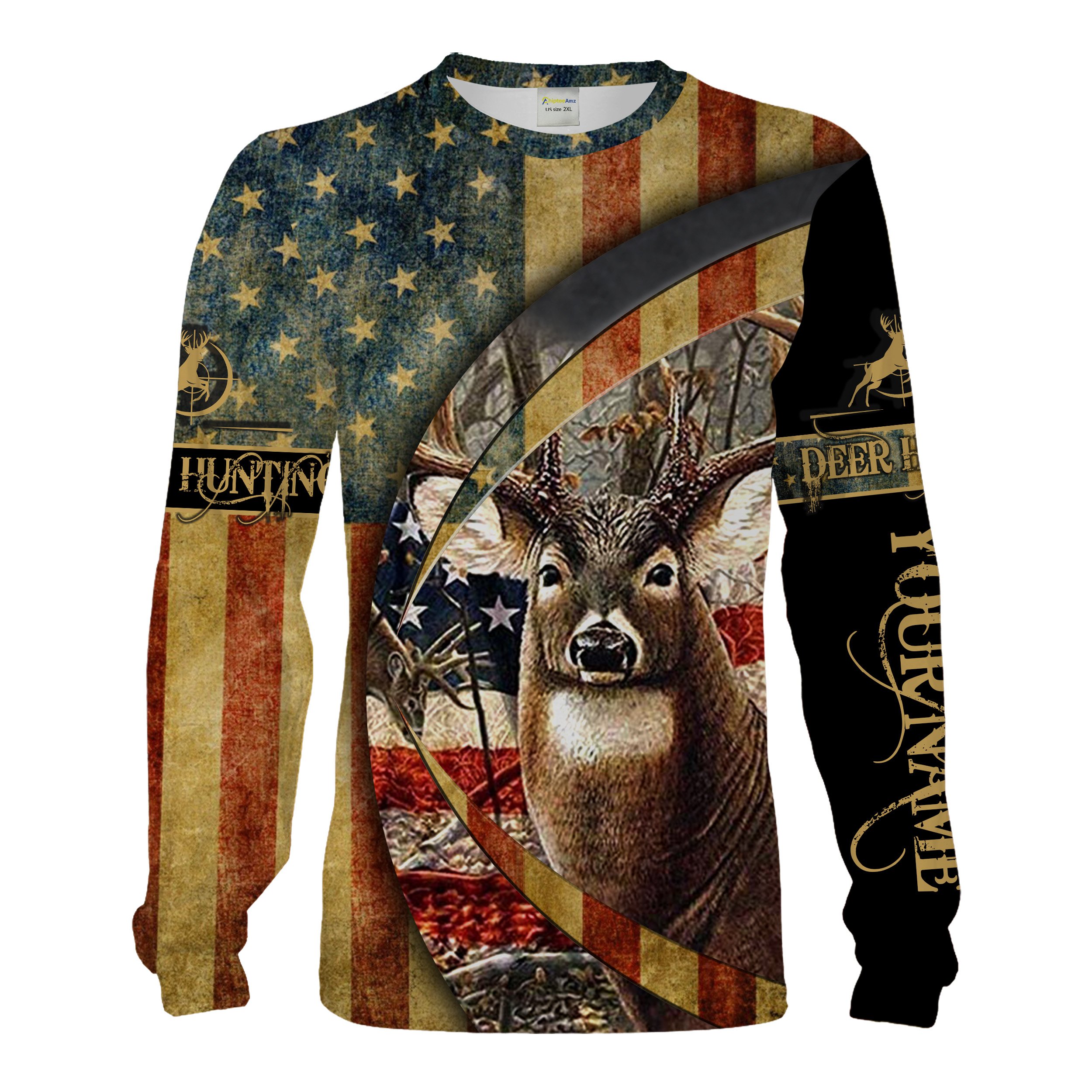 Deer hunting American flag patriotic 4th of july Customize Name 3D All Over Printed Shirts Personalized hunting gift Chipteeamz NQS1907