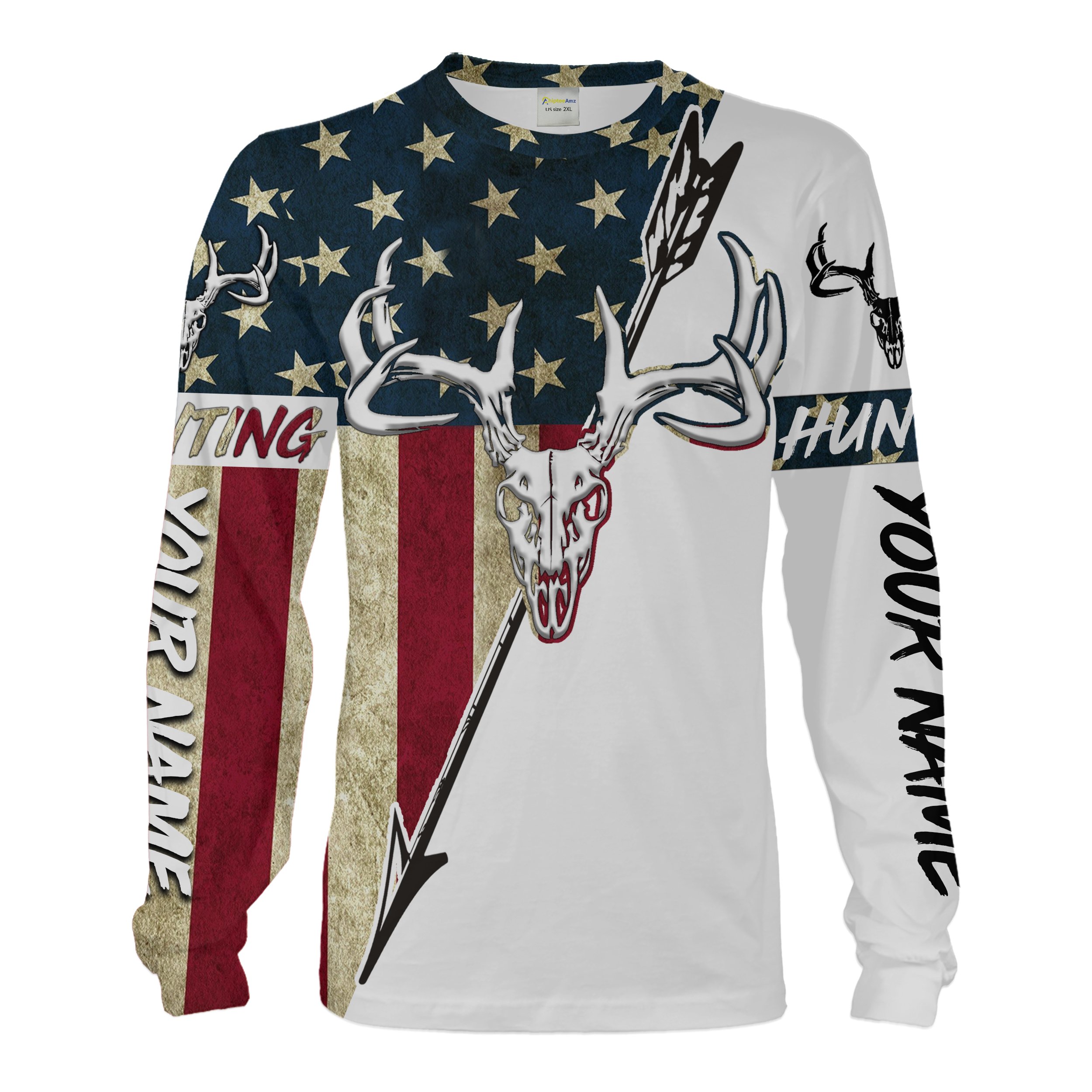 Bow Hunter Deer Hunting American Flag Custom All over print Shirts, Deer skull shirts – Chipteeamz IPHW1158