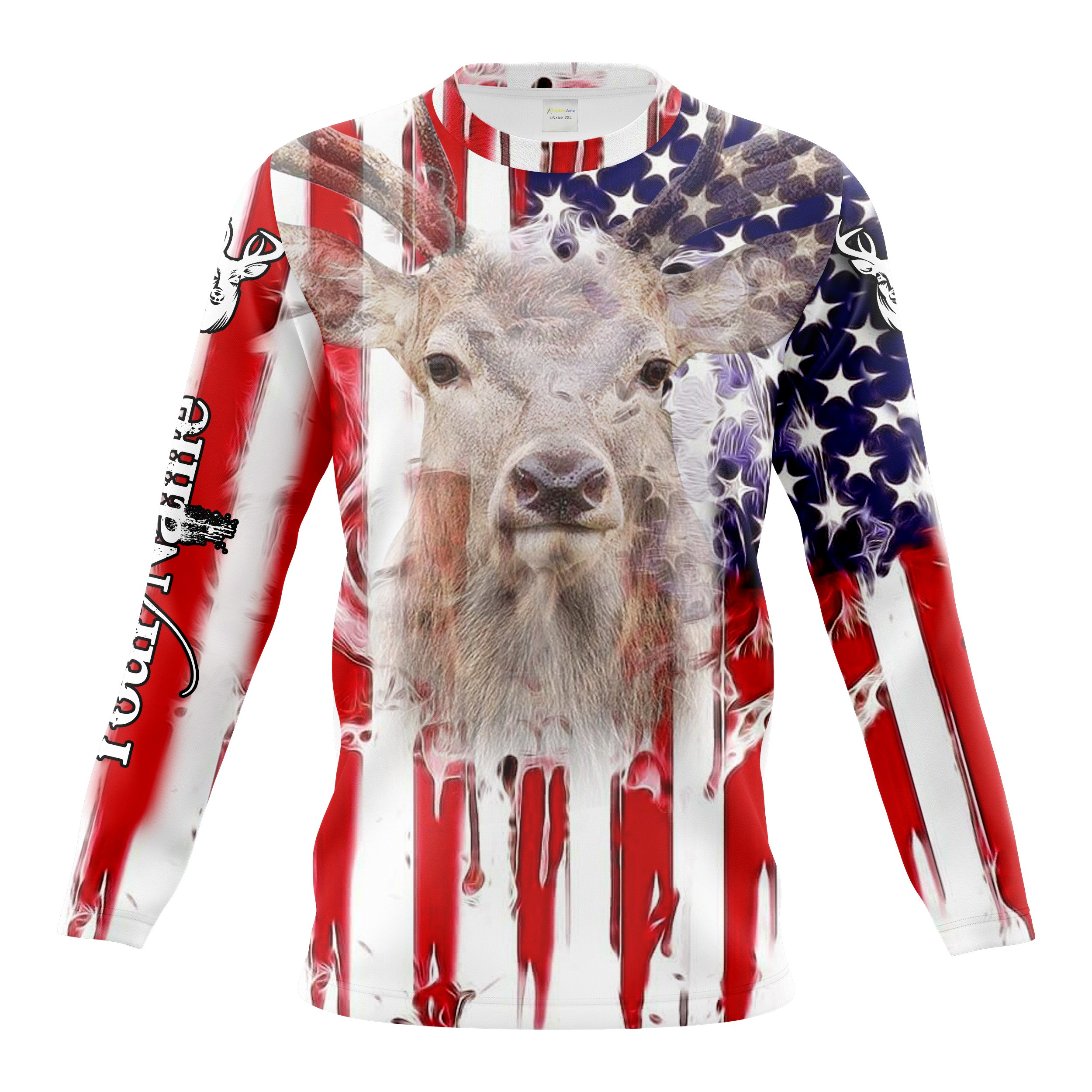 Deer skull American flag patriotic 4th of july Customize Name 3D All Over Printed Shirts Personalized hunting gift Chipteeamz NQS1926