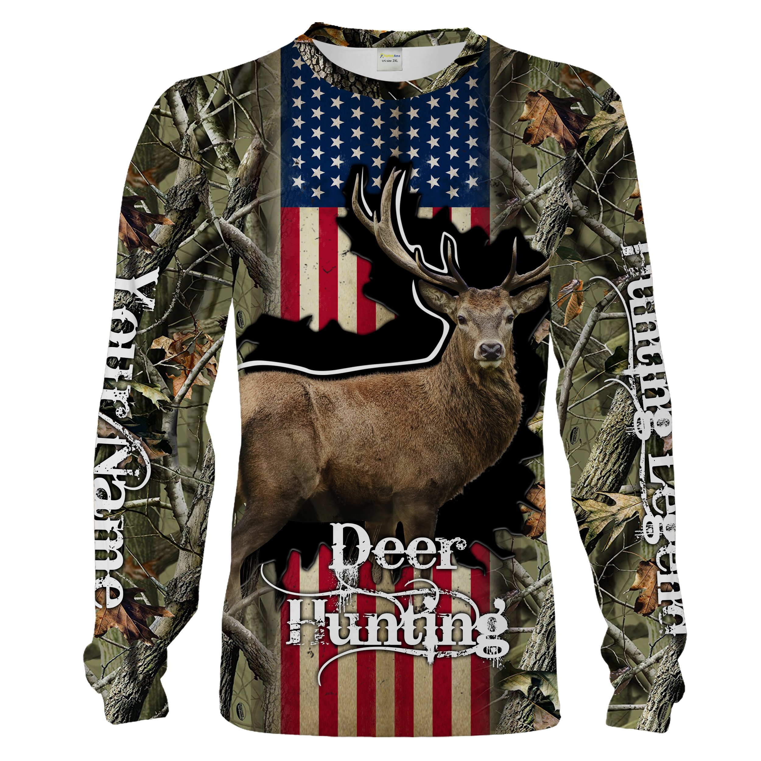 Deer hunting tree green camo American flag patriot Custom Name 3D Full Printing camo hoodie, hunting apparel for Hunters Chipteeamz NQS1847