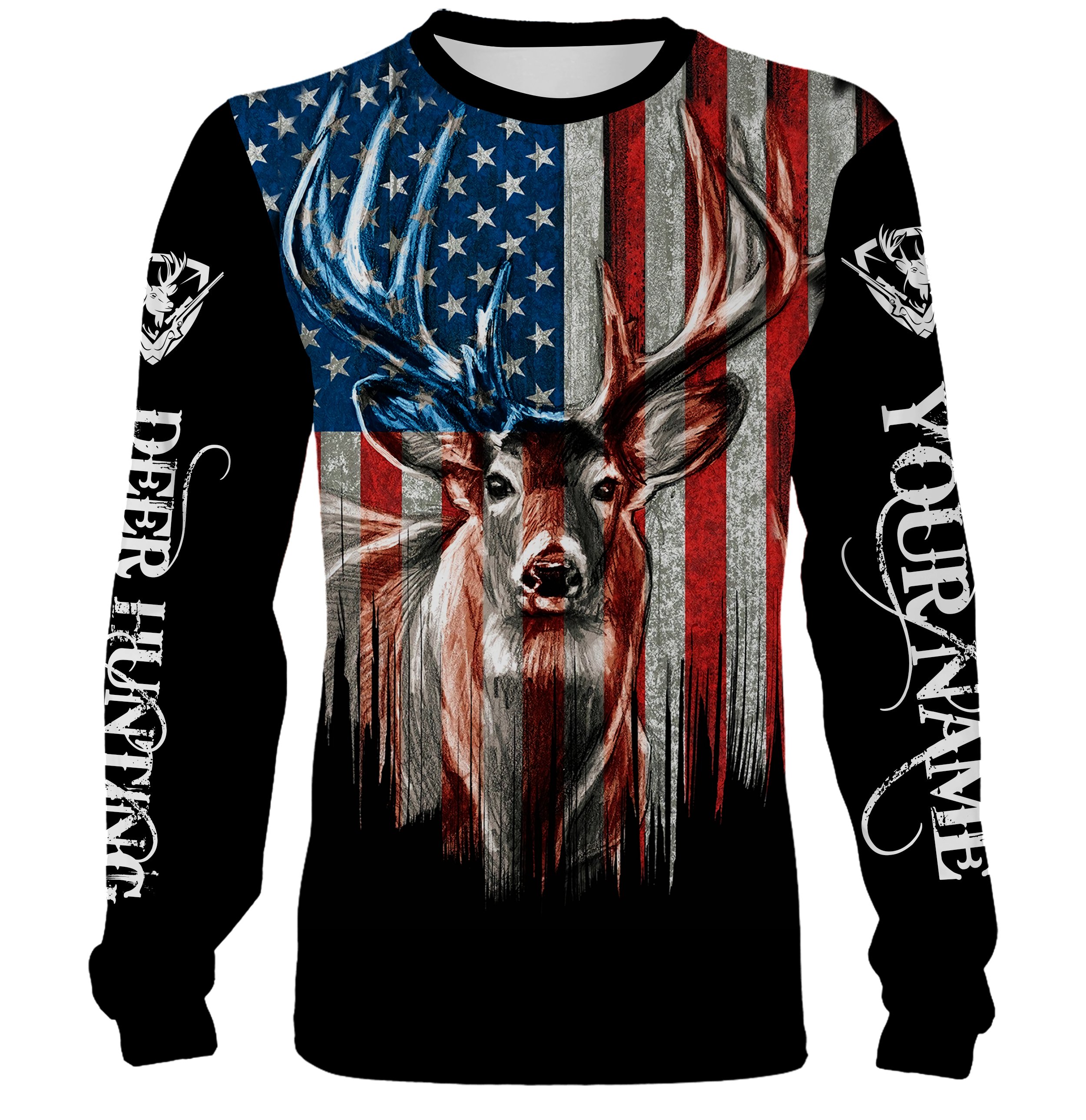 American Flag Patriot 4th of July Deer hunting Custom Name 3D All over print Shirts, Personalized hunting gift Chipteeamz NQS1876