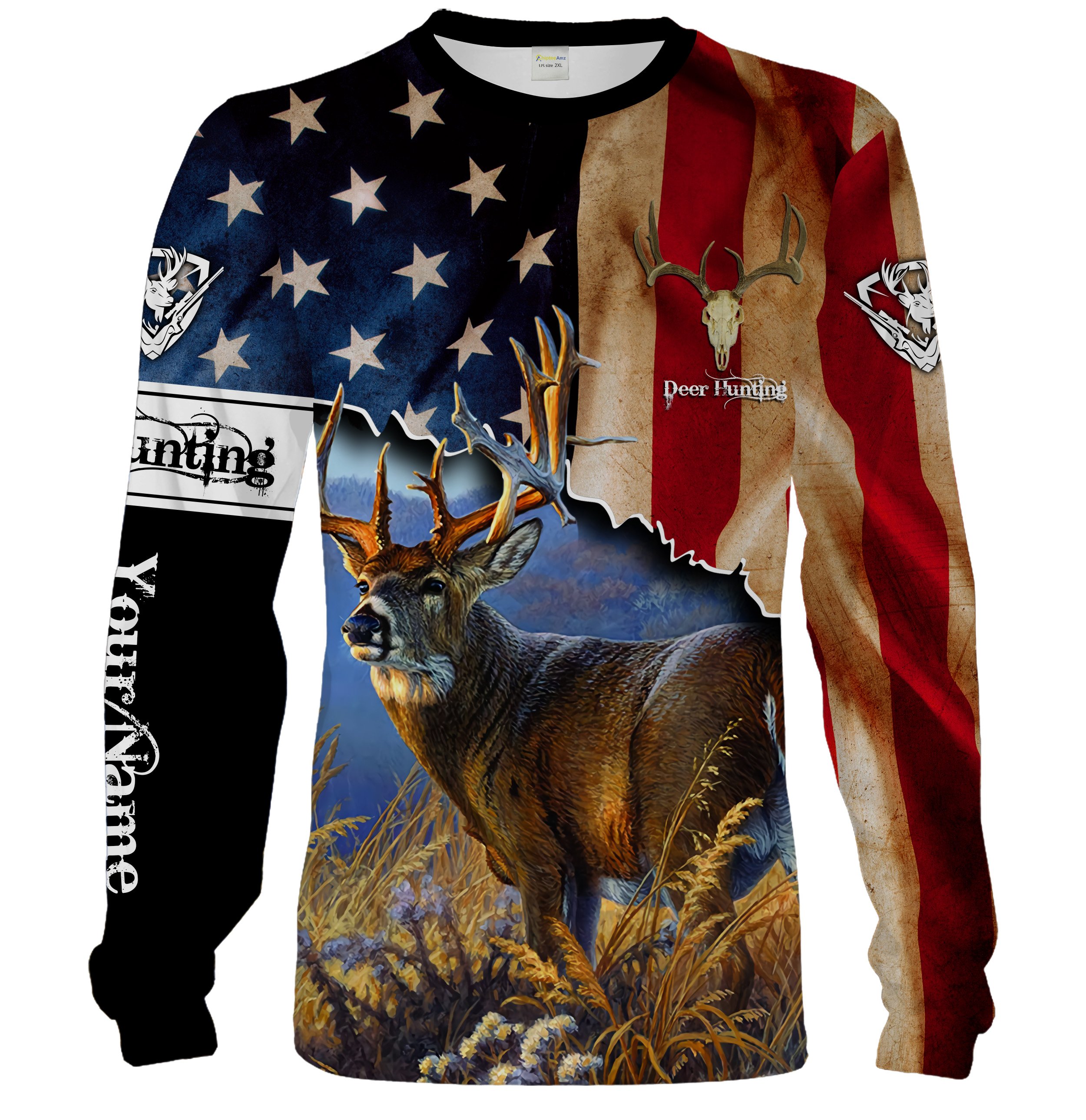 Deer hunting US Flag Patriotic 4th of July Customized Name All Over Printed Shirts Personalized Gifts for Deer Hunters Chipteeamz FSD1986