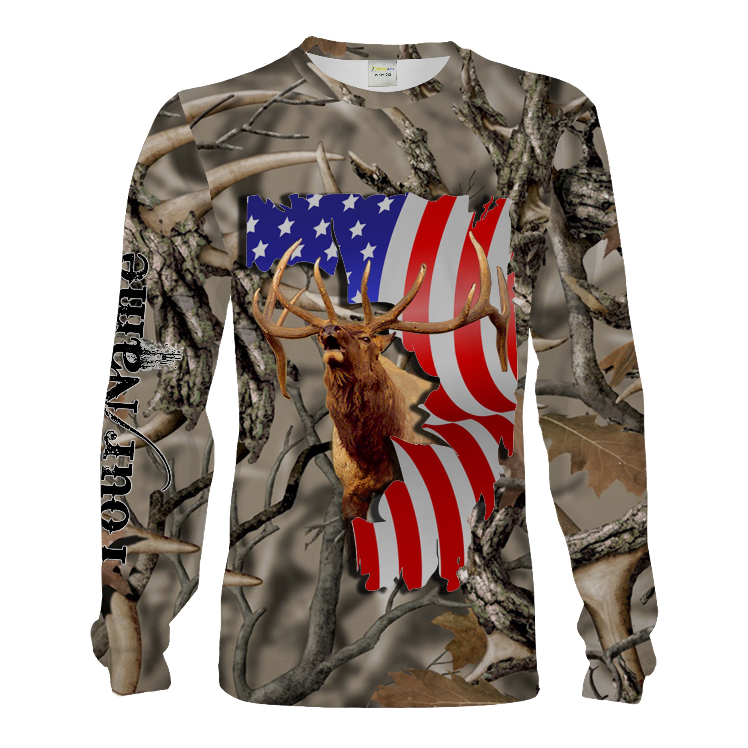 Elk hunting American Flag camo custom Name All over printed Shirts, Hoodie – Personalized hunting gifts for Elk hunter Chipteeamz FSD1781