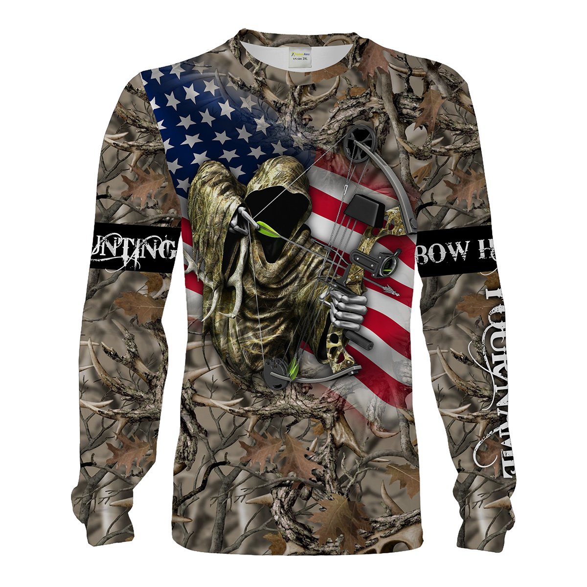 Bow hunting American Flag Custom name 3D All over print Hoodie, T shirt, Pullover shirt – Personalized hunting gift Chipteeamz FSD1797