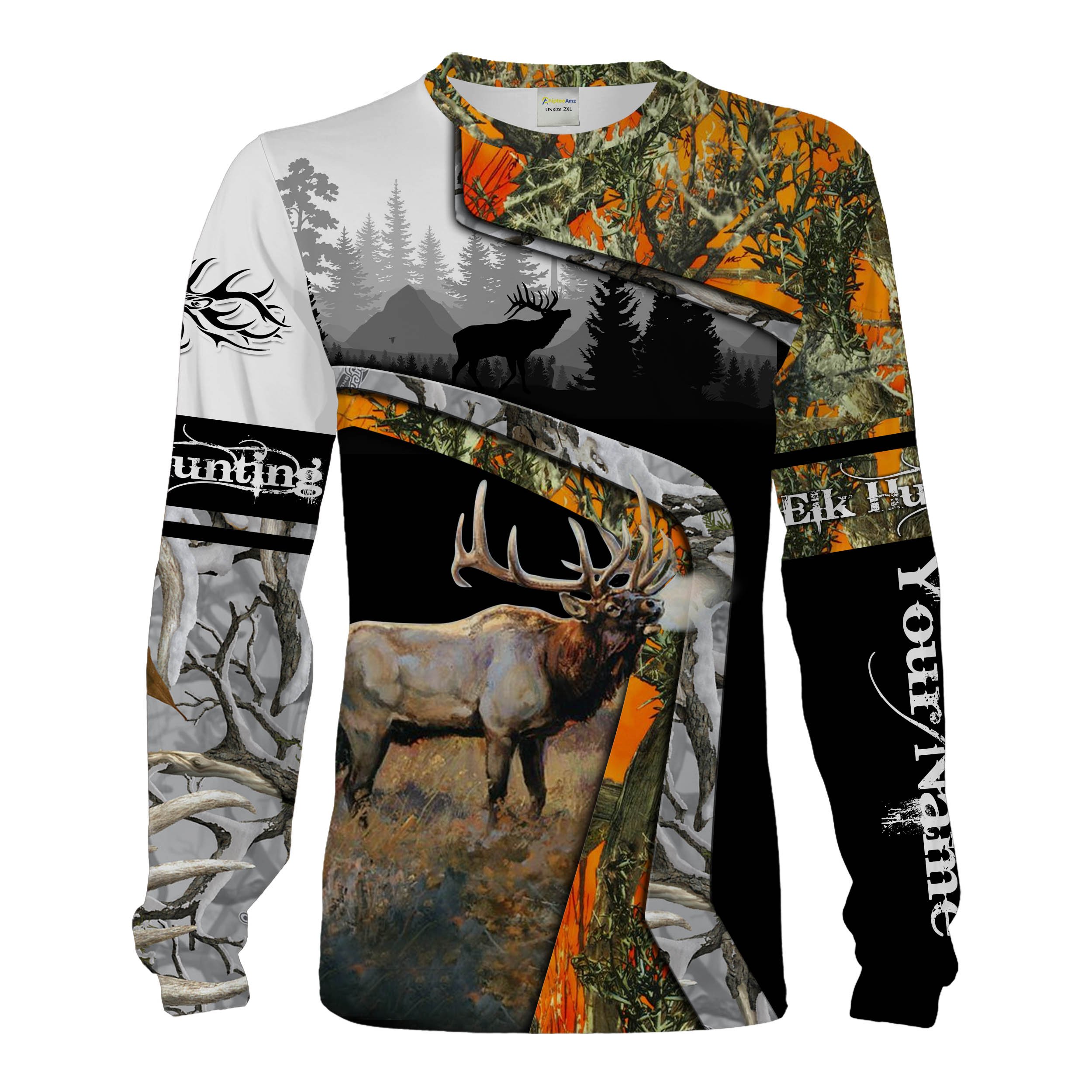 Big Bull Elk Hunting Camo Custom Name 3D All Over Printing Shirt, Hoodie – Personalized Hunting Gifts For Men, Women Chipteeamz FSD1818