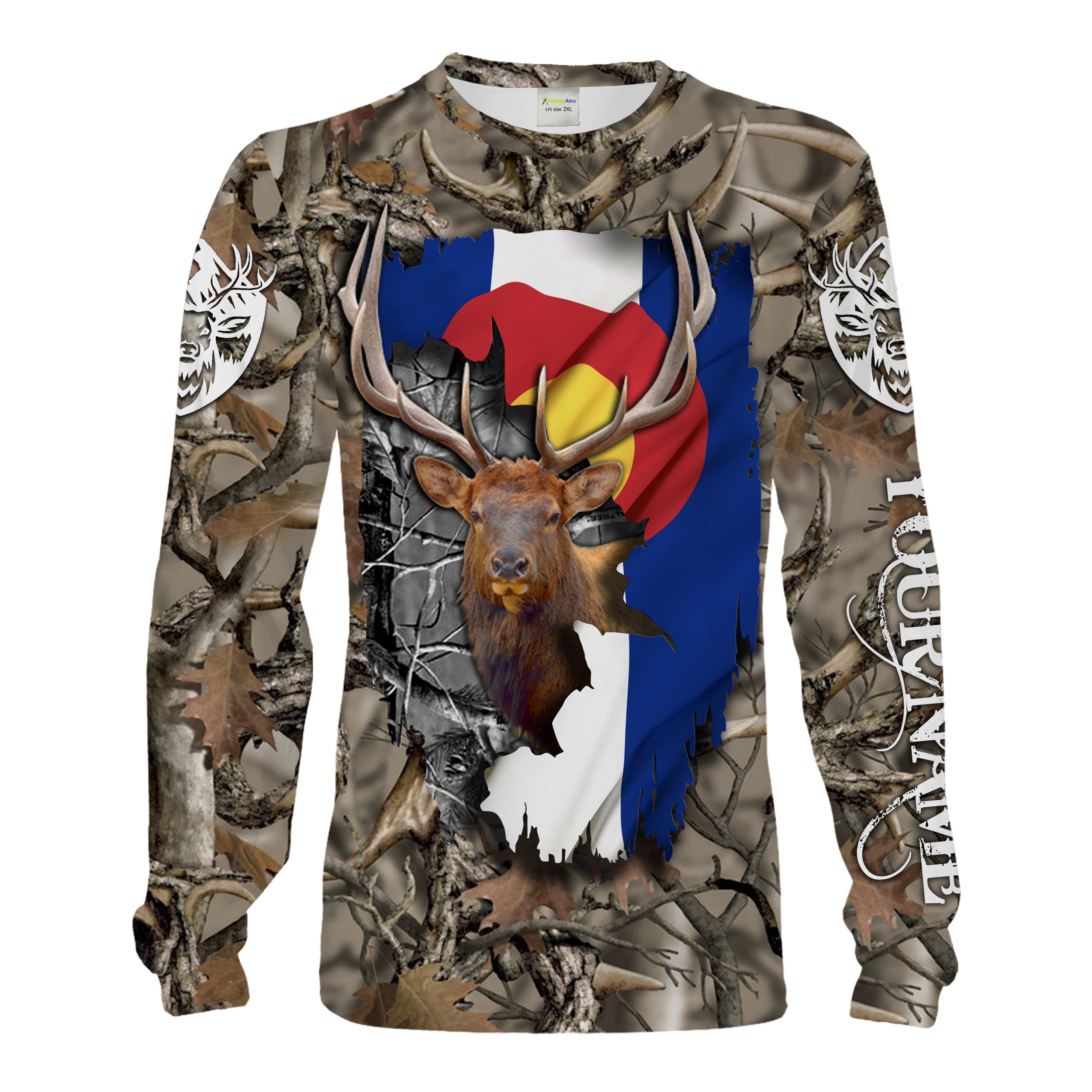 Colorado elk hunting CO elk hunting skull camo Customize Name 3D All Over Printed Shirts Personalized hunting gift Chipteeamz NQS1688