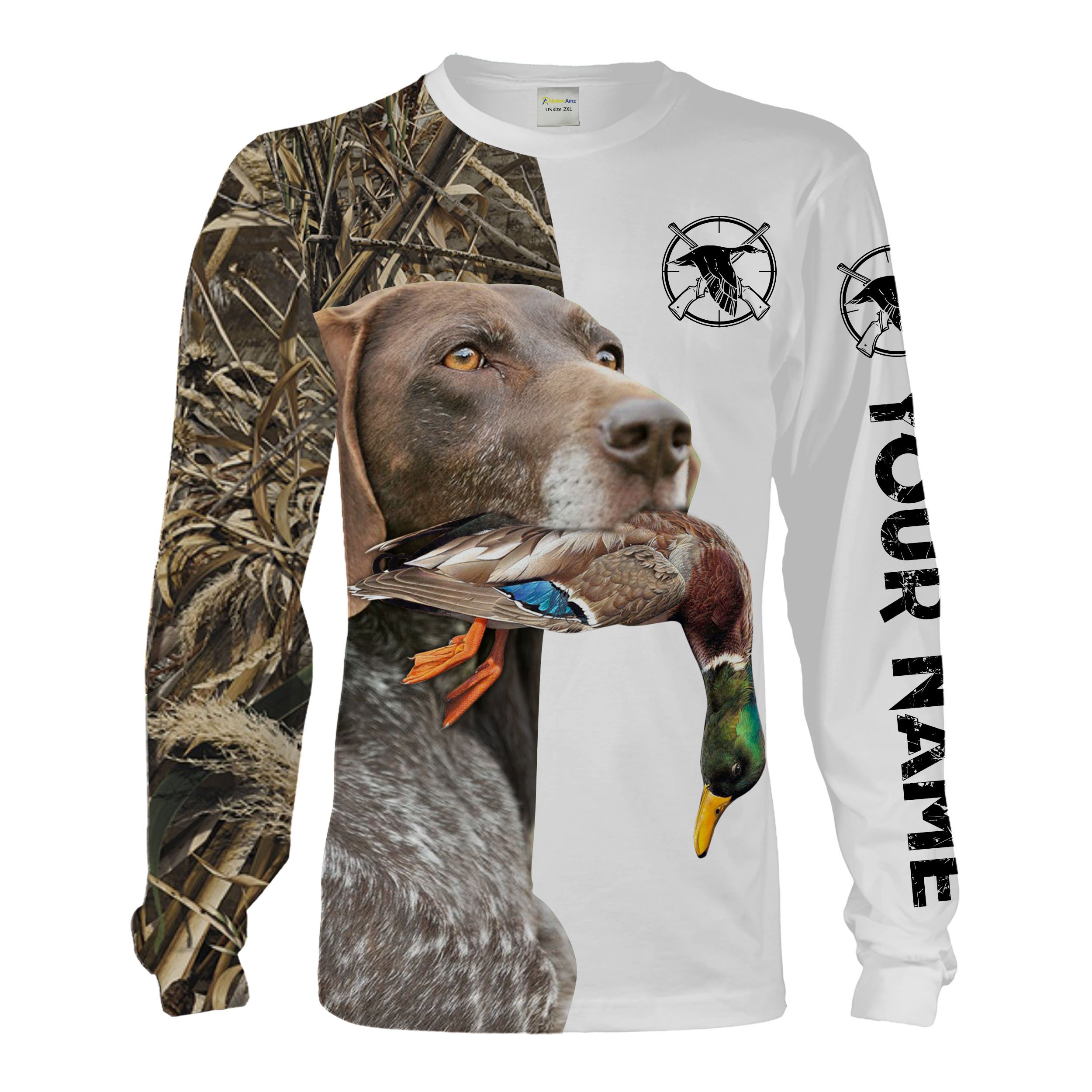 Duck Hunting With Dog German Shorthaired Pointer Custom Name 3D All Over Print Shirt, Hoodie Personalized Hunting Gifts Chipteeamz FSD1863