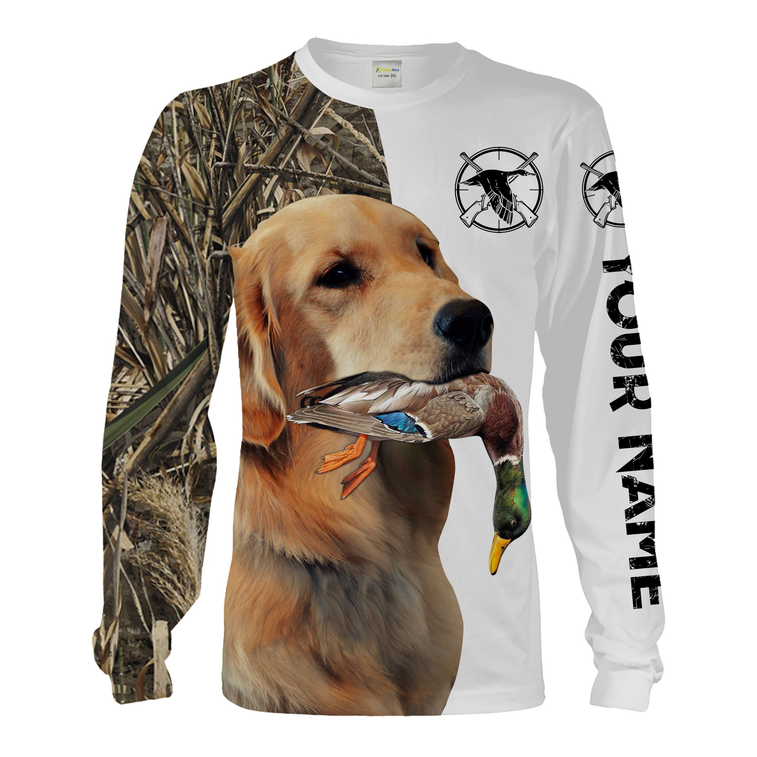 Duck Hunting With Dog Golden Retriever Custom Name 3D All Over Print Shirt, Hoodie Personalized Hunting Gifts Chipteeamz FSD1865