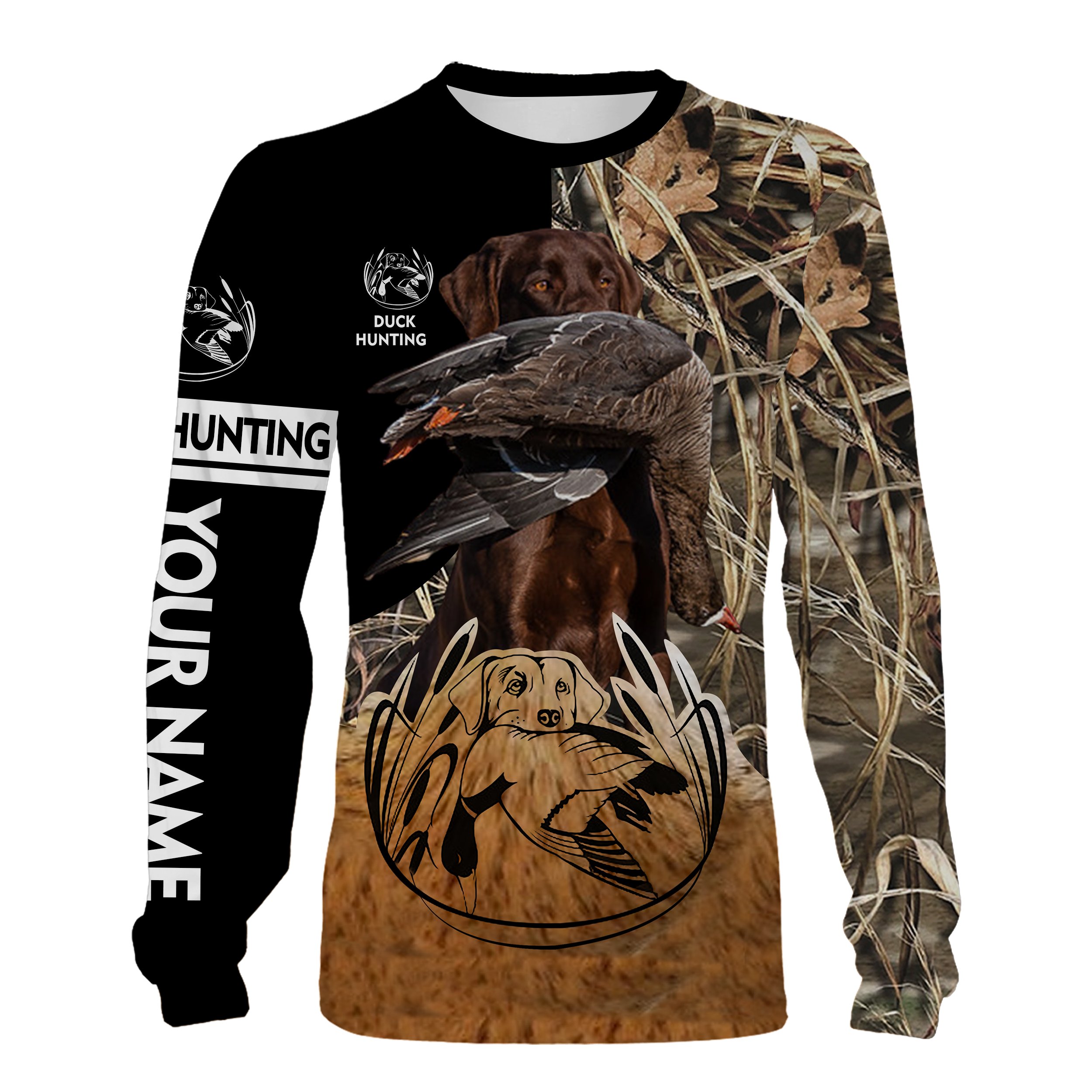 Duck Hunting With Chocolate Labs Custom Name 3D All Over Printed Shirts, Hoodie, Sweatshirt – Personalized Hunting Gifts Chipteeamz FSD1948