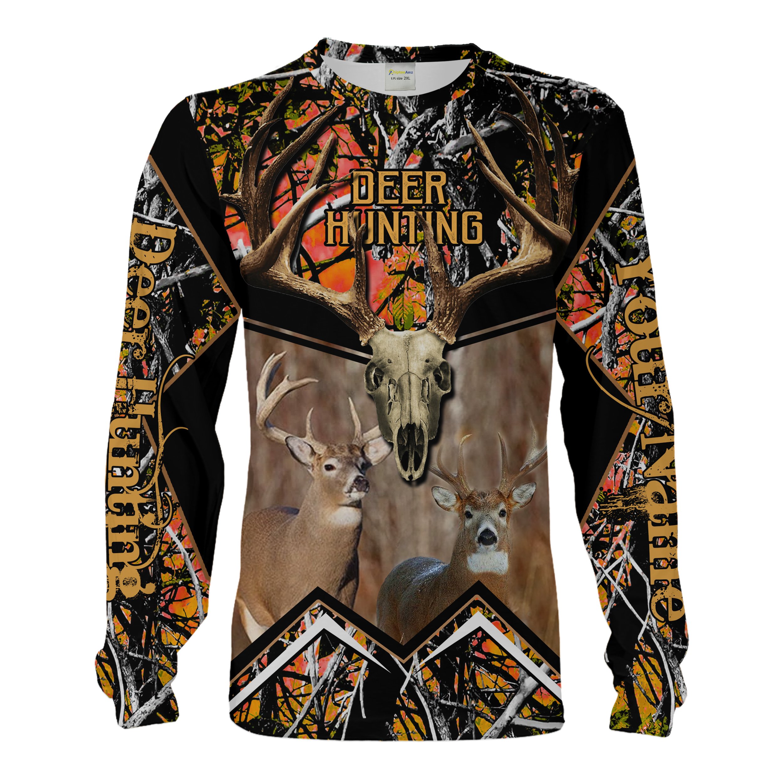 Deer Hunting Orange Camo Shirts Custom Name 3D All Over Printed Long Sleeve, Hoodie, T-shirt Gift Ideas For Deer Hunters Chipteeamz FSD1969