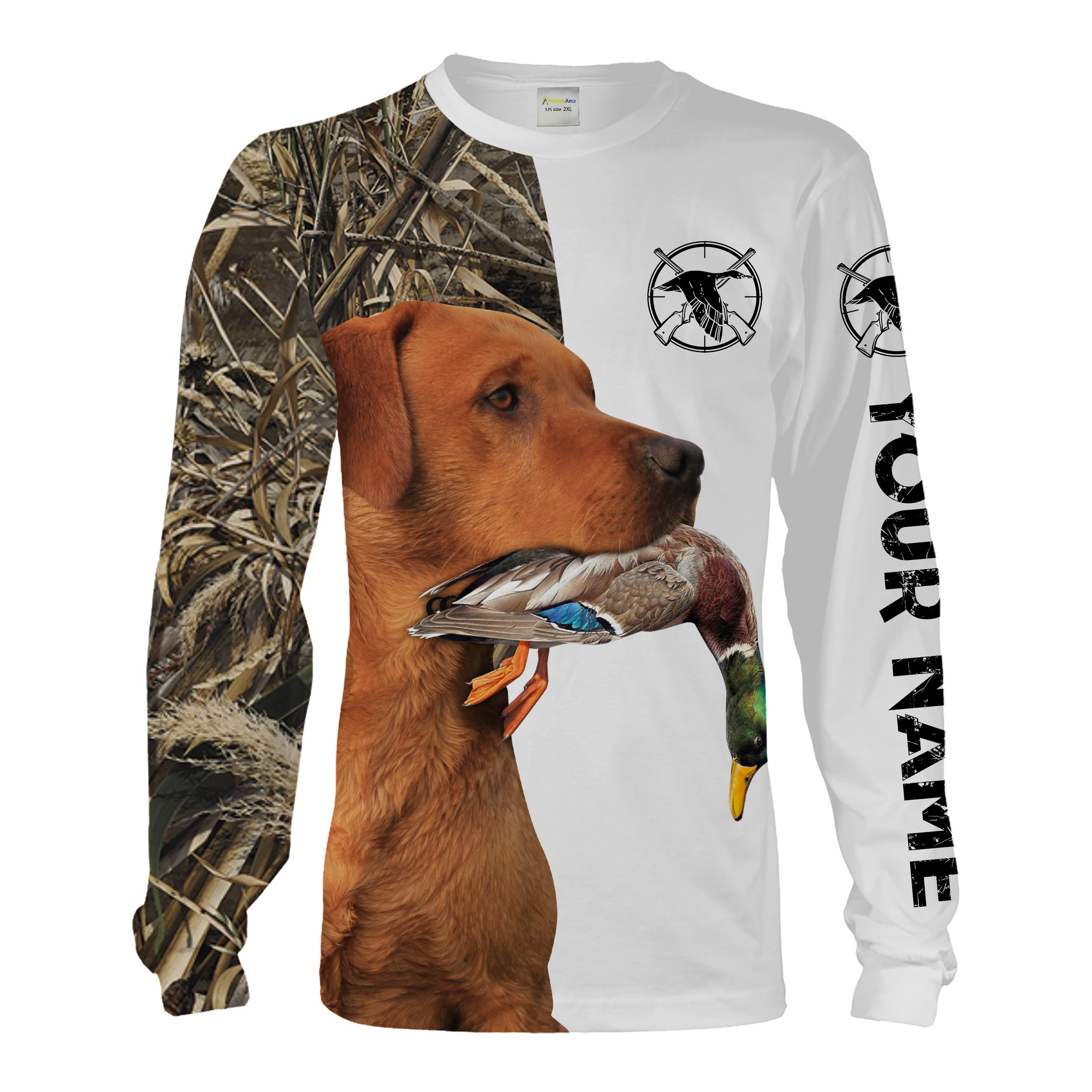 Duck Hunting With Dog Fox Red Labrador Custom Name 3D Full Printing Shirts For Men Women – Personalized Hunting Gifts Chipteeamz FSD1888