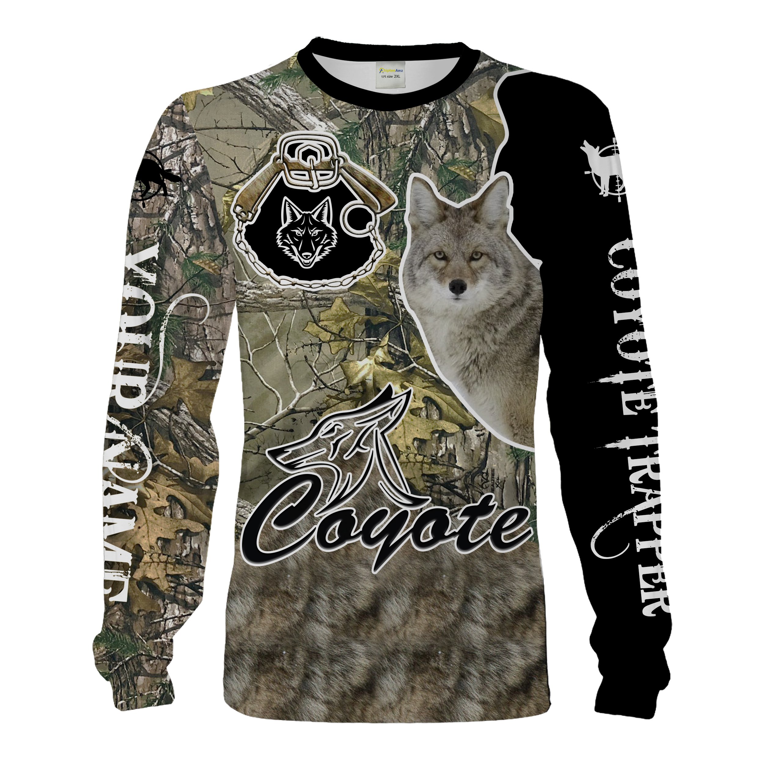 Coyote trapping Custom Name All Over printed Shirts, Hoodie – Personalized Hunting gifts Chipteeamz FSD1998