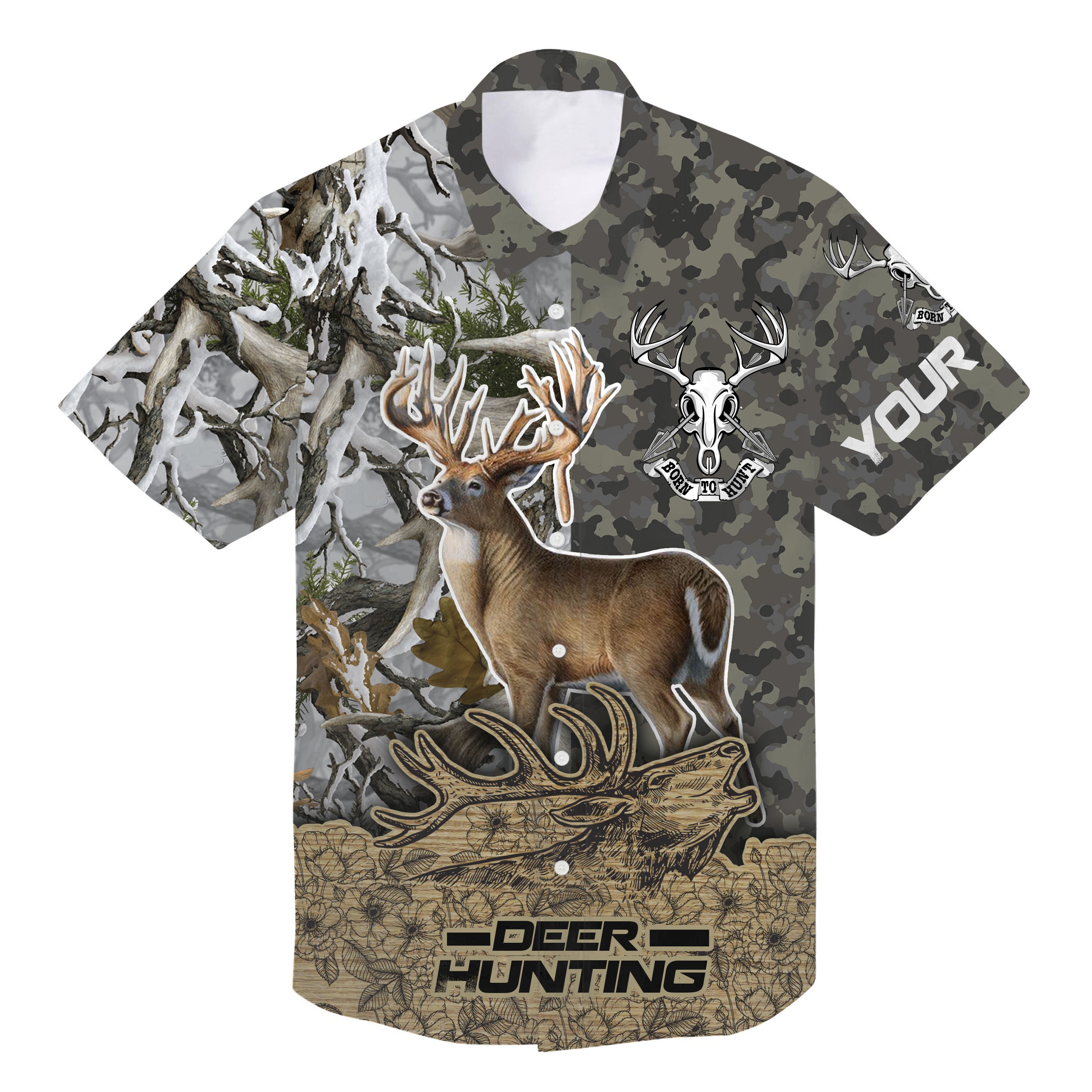 Deer Buck Hunting Camo Hawaiian Tshirts 3D All Over Printed Custom Name Shirts Personalized Gift Ideas Chipteeamz FSD1957