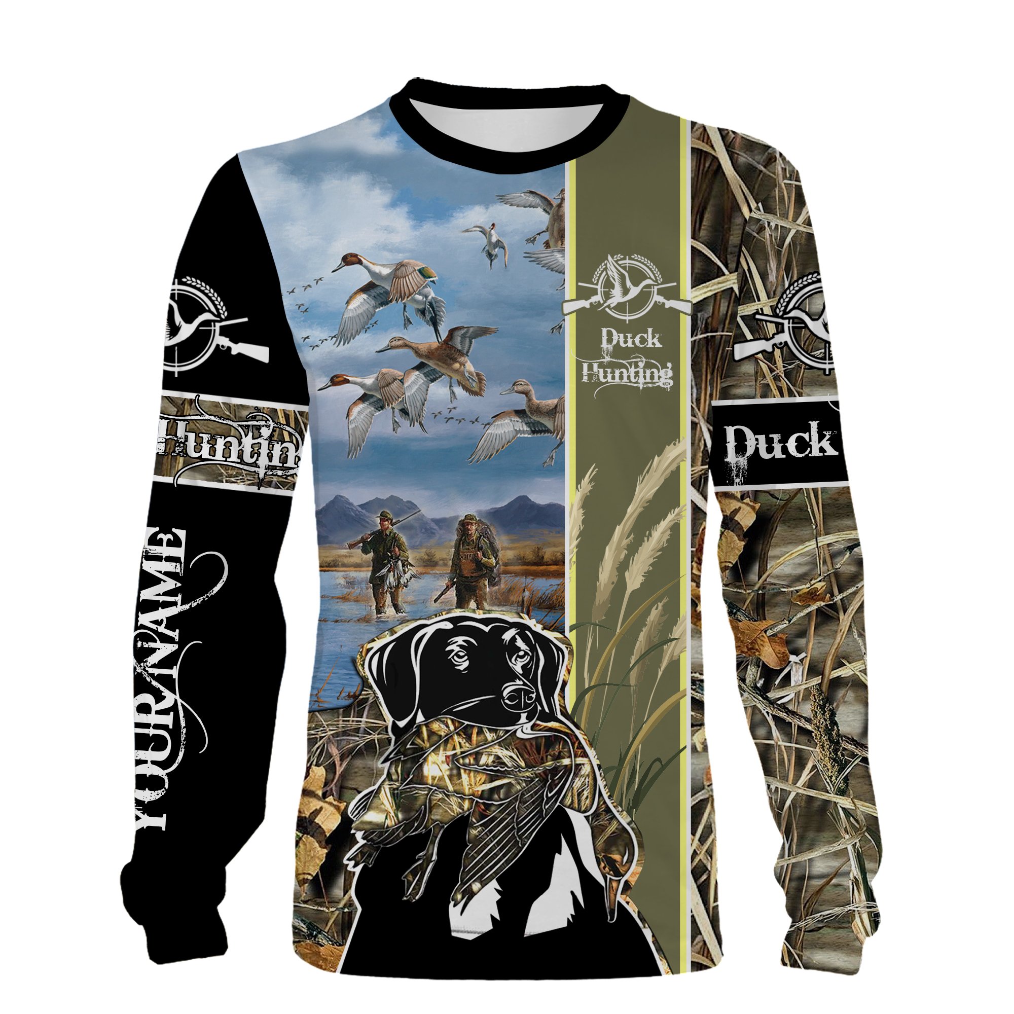 Duck hunting dogs Labrador retriever hunting camo custom name 3D All Over Printed Shirts Personalized duck hunting gift For hunters NQS1394