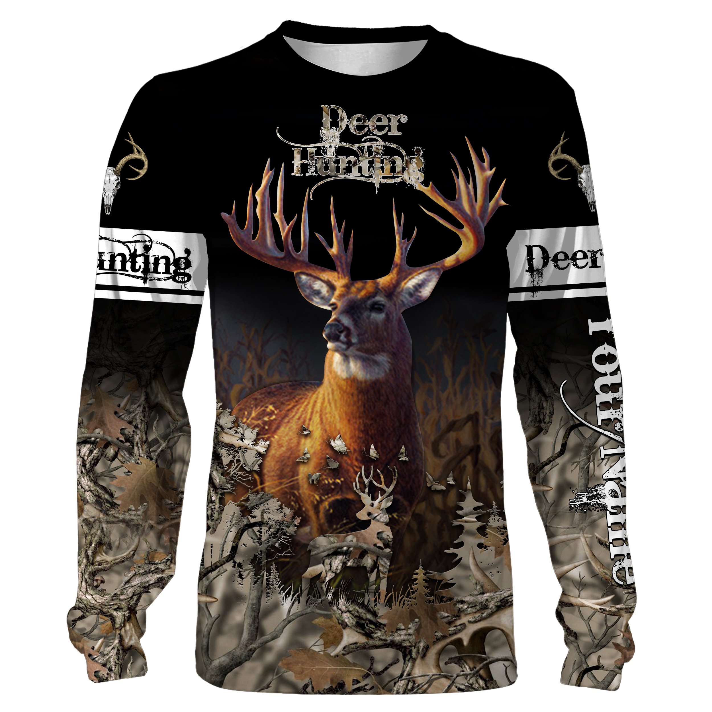 Deer hunting black camo custom name big-game hunting shirts 3D All Over Printed Shirts Personalized hunting gift For hunters – NQS1403