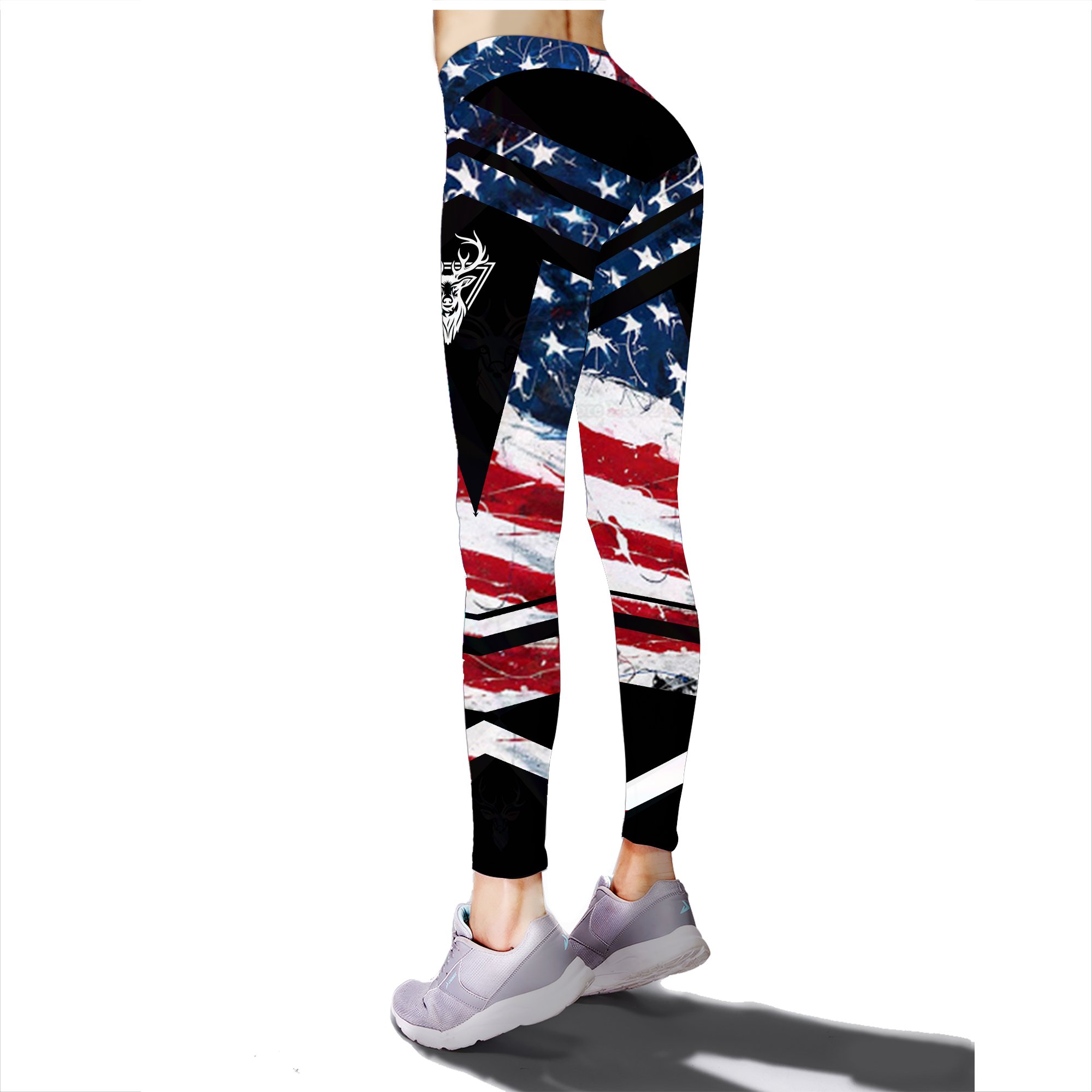 Beautiful american US flag country girl deer hunting camo leggings – NQSD129