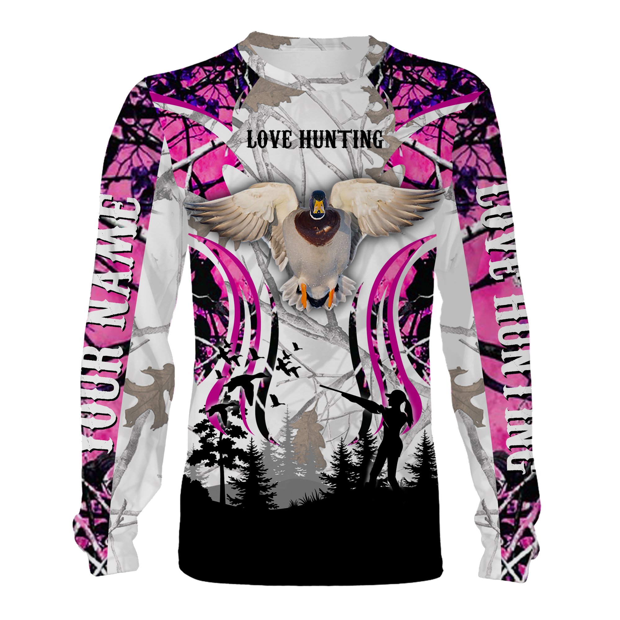 Country girl Duck hunting pink camo shirt – Customize various styles to choose all over T shirt, Long sleeve, Sweatshirt, Tank Top, Zip up, Hoodie, Leggings – IPH2150