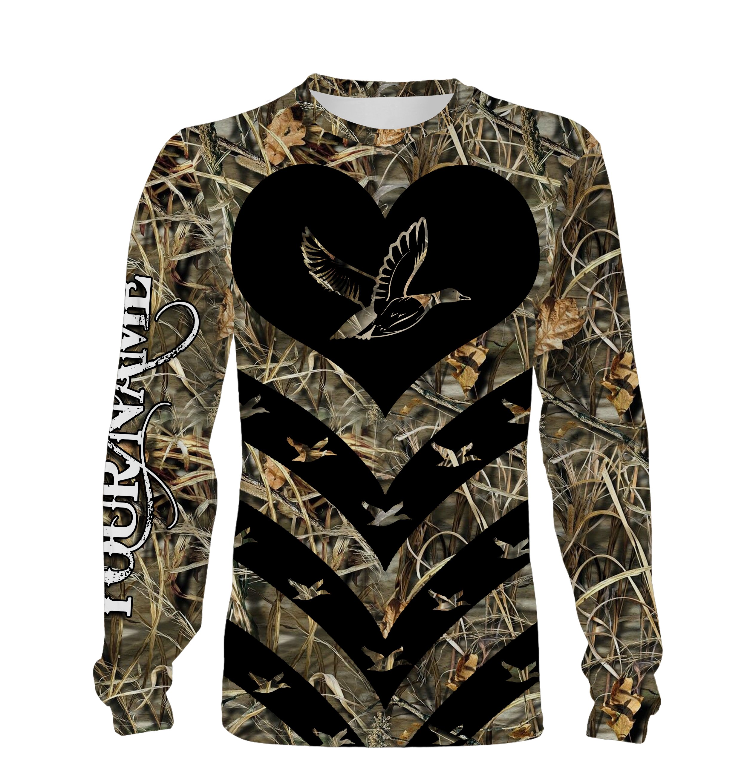 Duck hunting camo waterfowl hunting camouflage Customize Name 3D All Over Printed Shirt, camo leggings Personalized gift For duck Hunter NQSD163