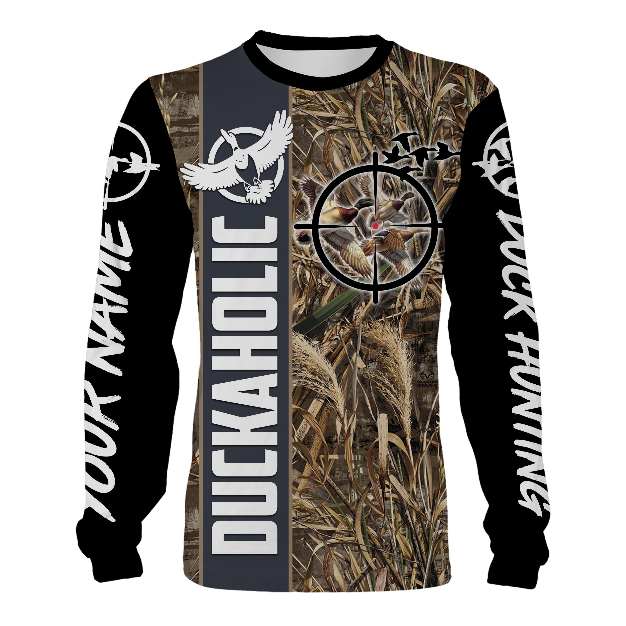 Duckaholic Duck hunting waterfowl camo customize name shirts, Hoodie – Personalized hunting gift for Duck hunter FEB21 FSD1476