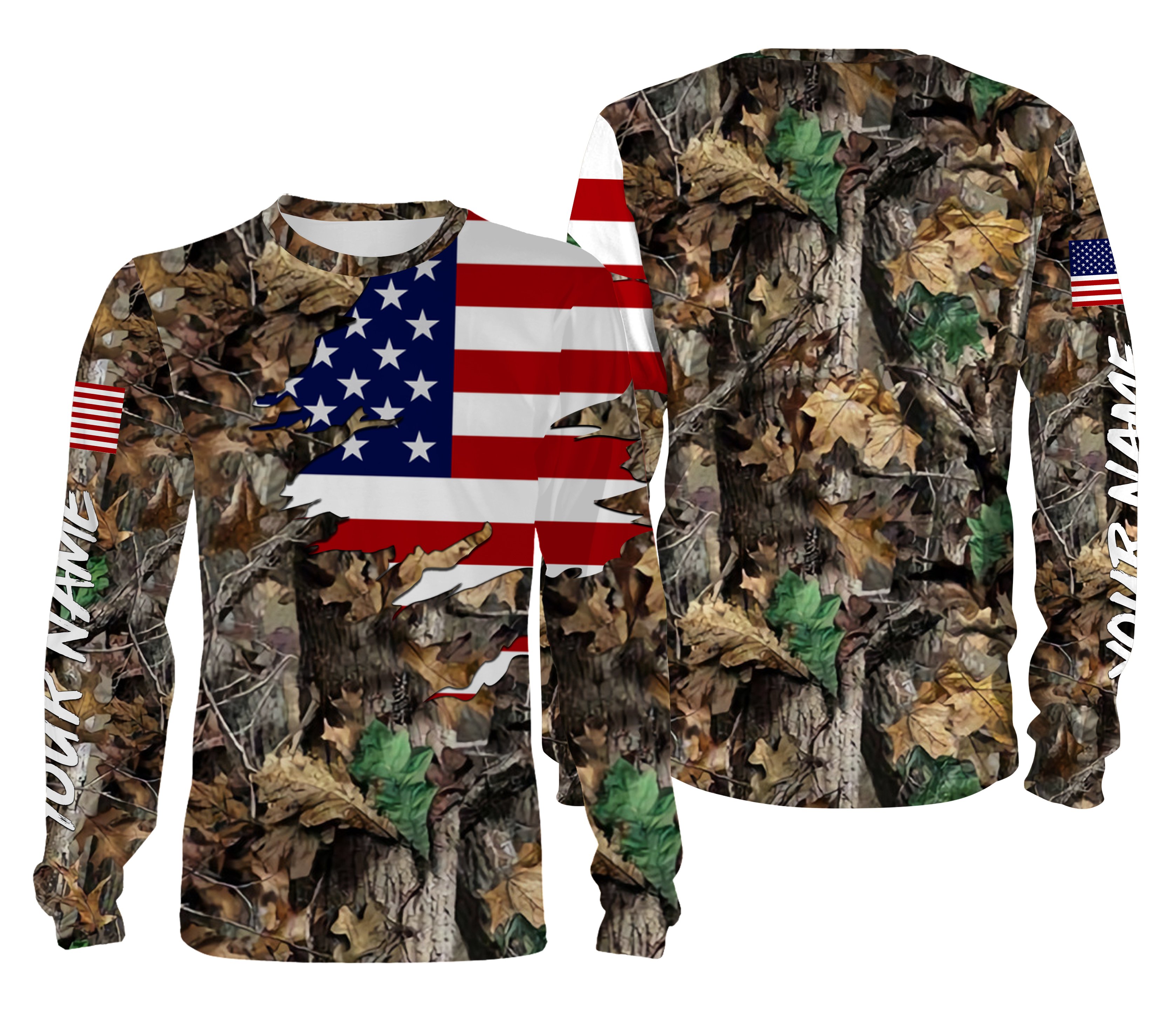 Custom American Flag Hunting Shirts, Hunting Camo Clothing Personalized Hunting Gifts FEB21 – IPHW637