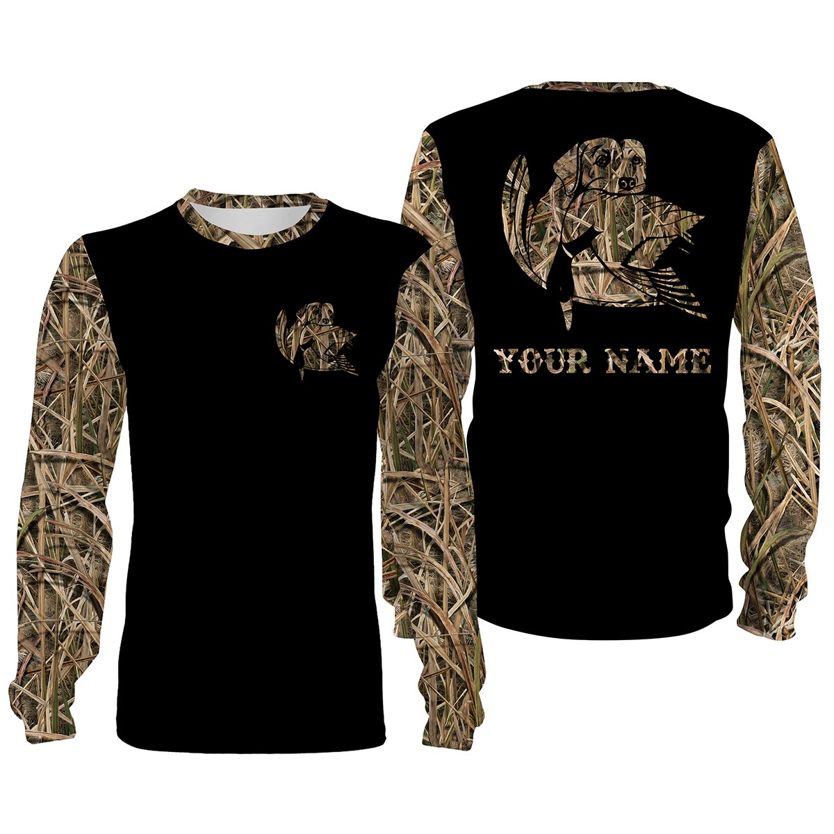 Duck hunting with dog Waterfowl camo customize Name 3D Shirts, hoodie – Personalized Duck hunting clothes – FSD1554