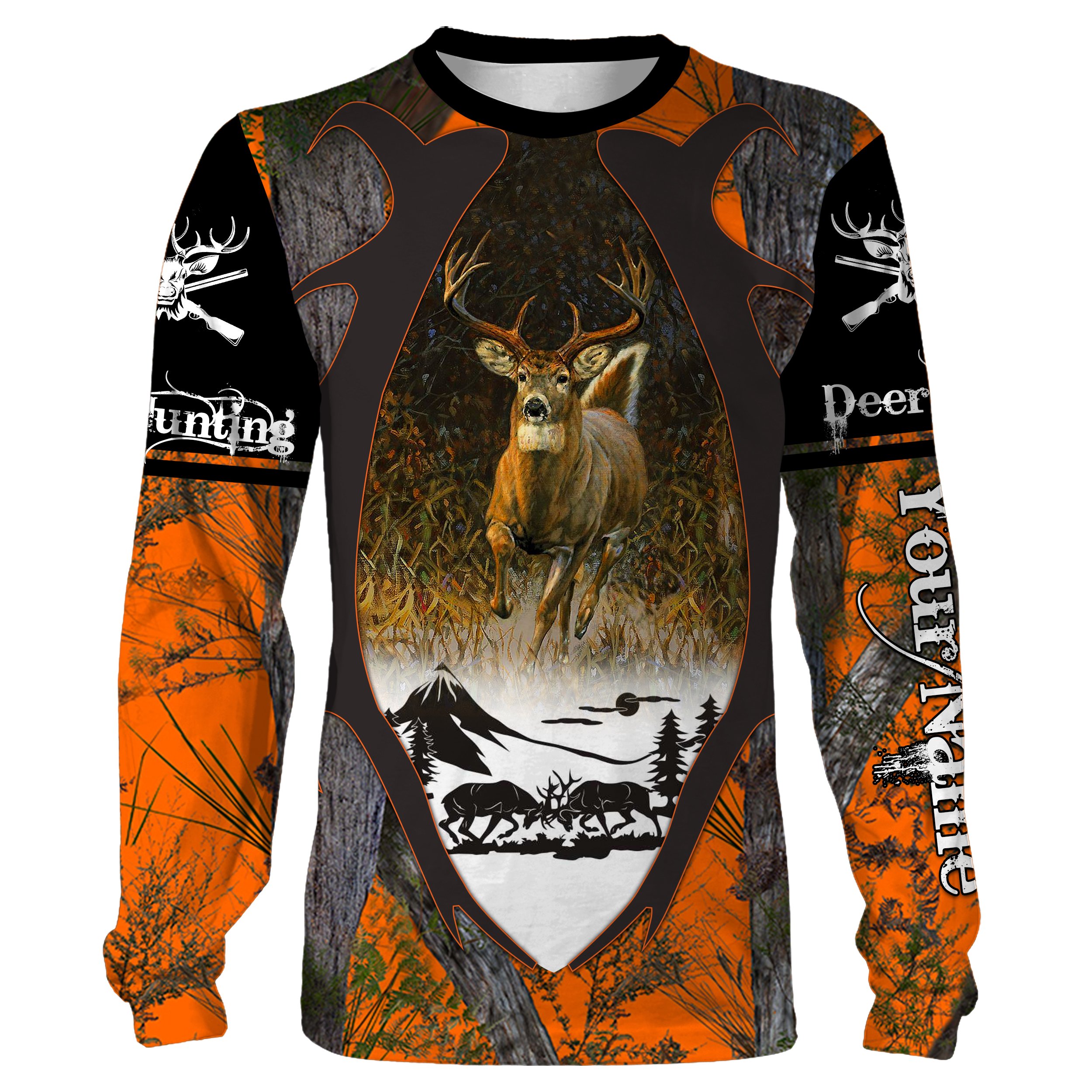 Deer hunting Orange camouflage Shirts, Hoodie, Long sleeve Customize Name 3D full printing – Hunting gifts Chipteeamz – FSD1623