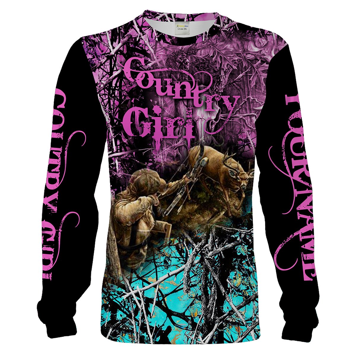 Country girl Deer hunting pink and blue camo custom name Hoodie, Long sleeve shirts Women’s hunting clothes Chipteeamz FSD1656