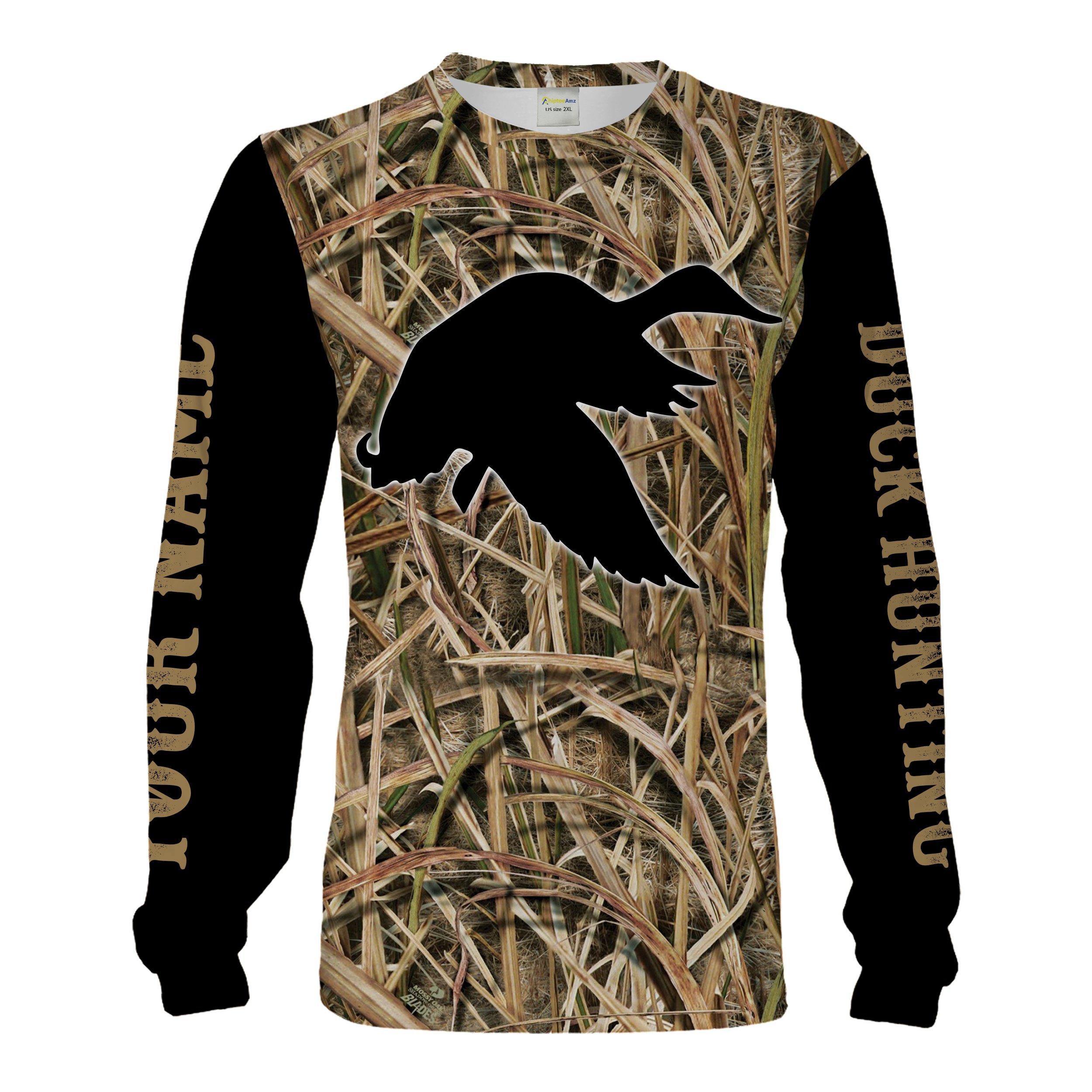 Duck hunting waterfowl camo custom name 3D all over printed Hoodie, Long sleeve shirts Personalized hunting gift Chipteeamz FSD1694