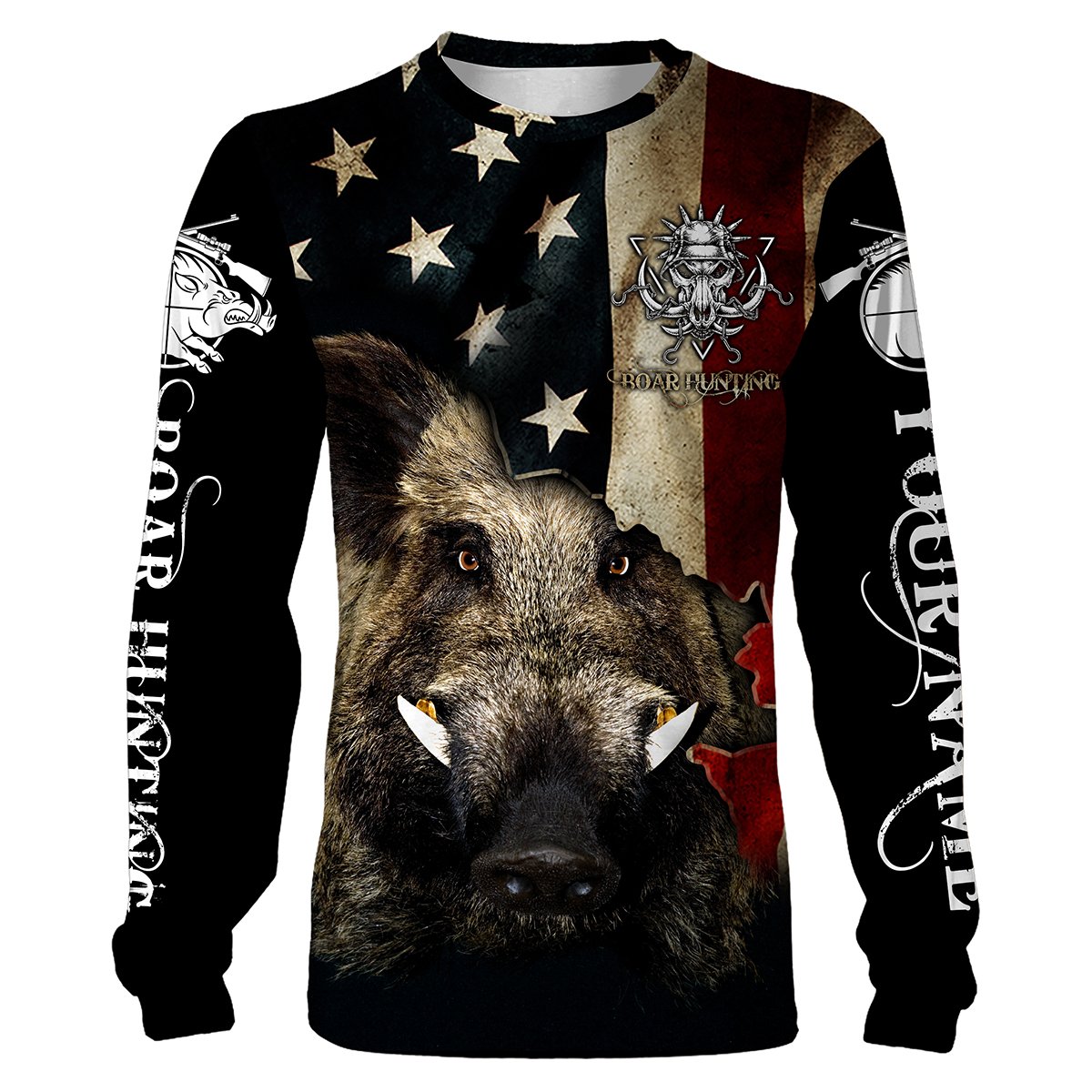 Boar hunting camo American flag Customize Name 3D All Over Printed Shirts Personalized gifts for boar hunter Chipteeamz NQS1436